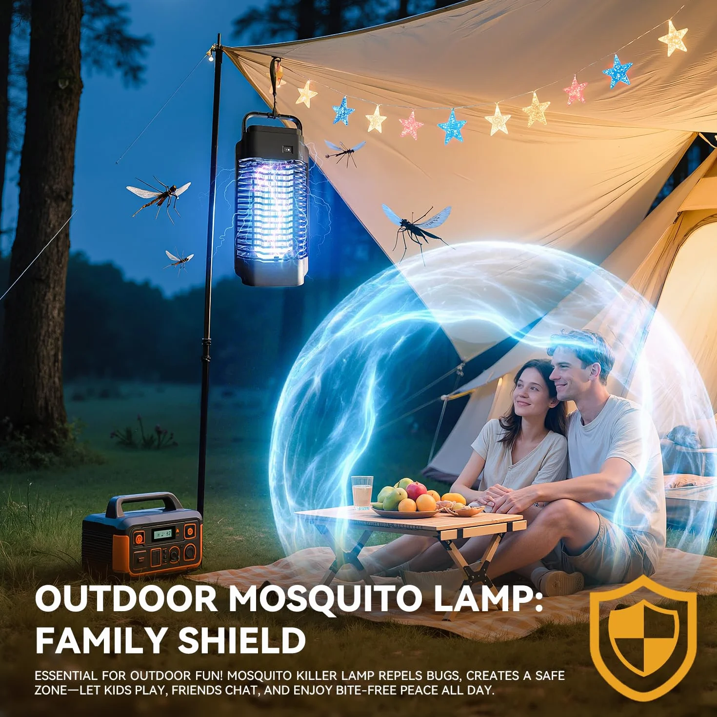 Lampe Anti Moustique Tueur d'Insectes Électrique 4200V Haute Puissance Résistant à l'Eau Intérieur Extérieur