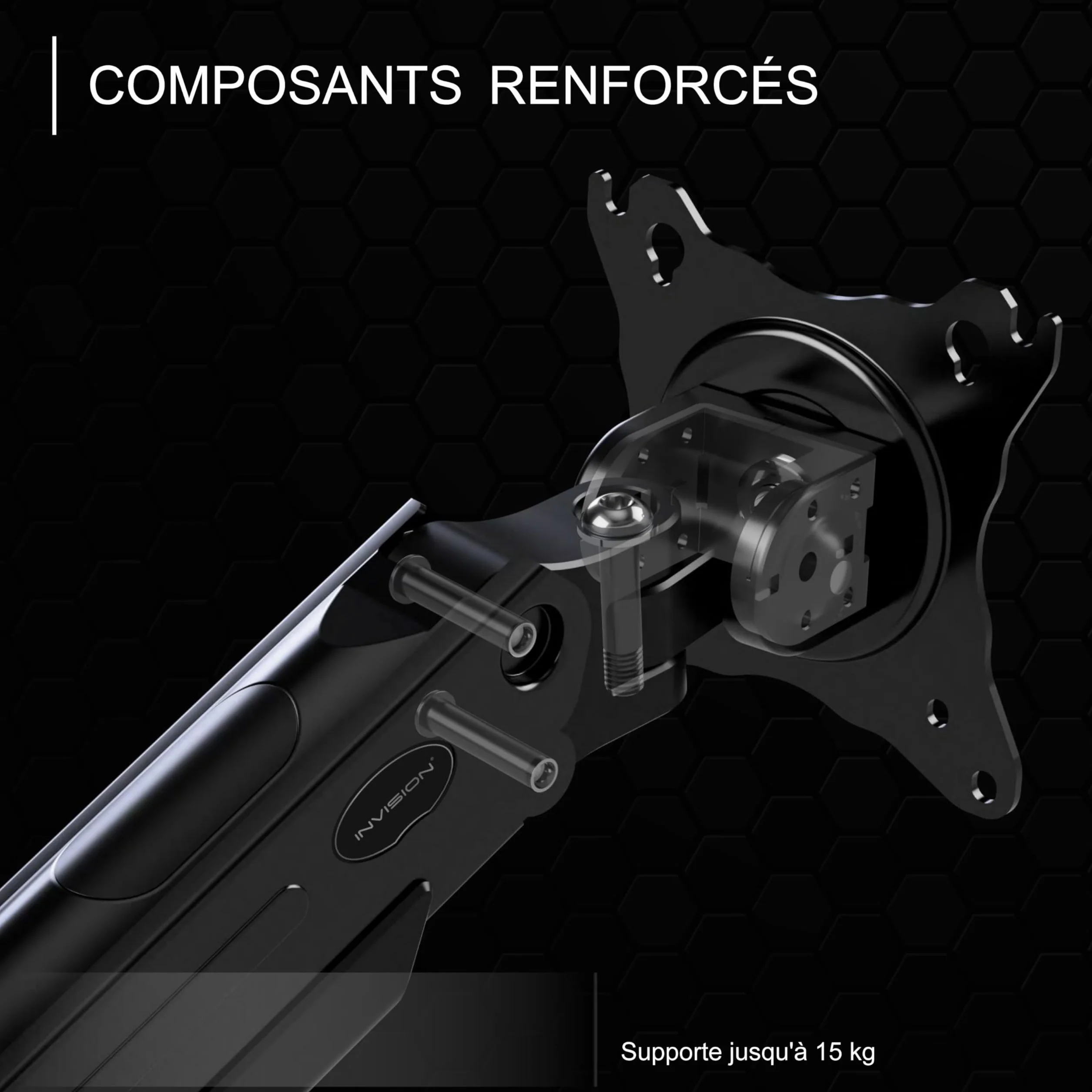 Invision Support Écran PC Bras Double 24-35 Pouces VESA 75/100mm Réglable en Hauteur MX900