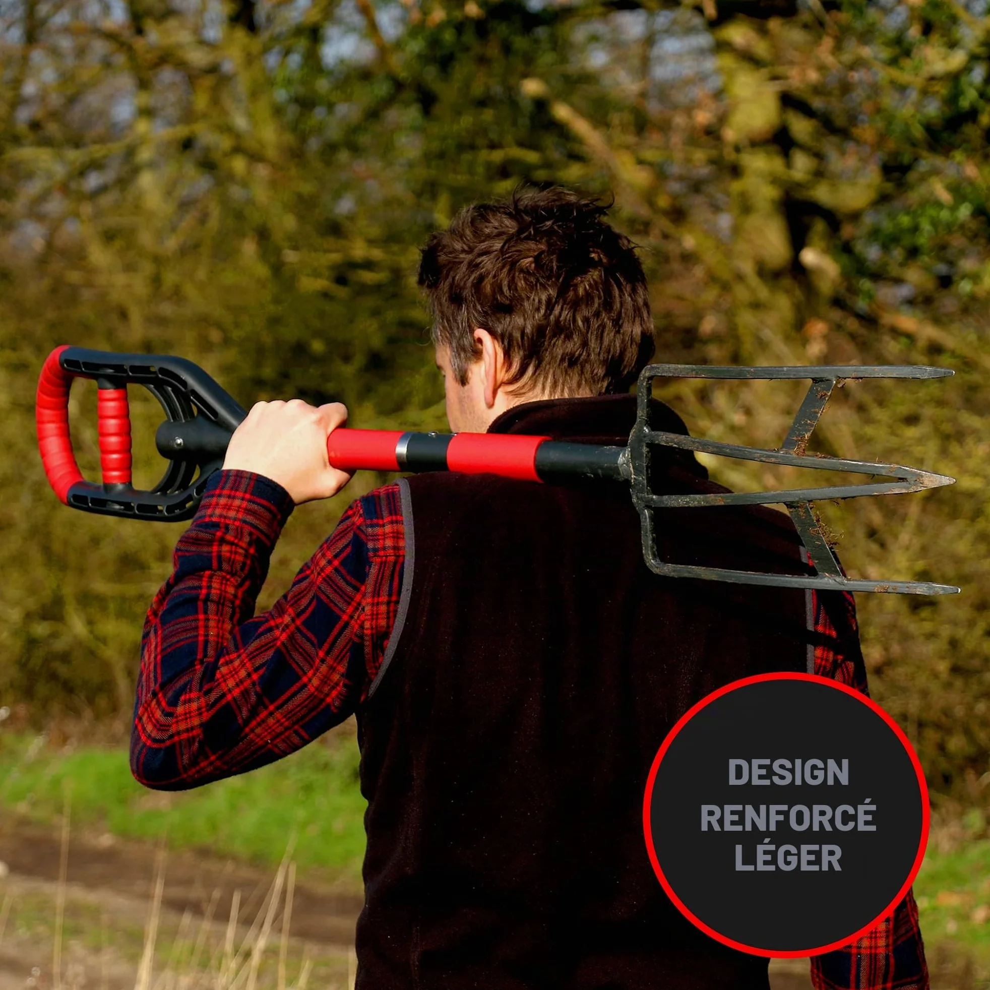 Roamwild Multi-Digger Garden Spade - Pelle à flèche de Jardinage légère en Fibre de Verre renforcée avec Technologie Unique Dual Soft AIR Light Grip & Coupe-souche pour tronçonneuse.