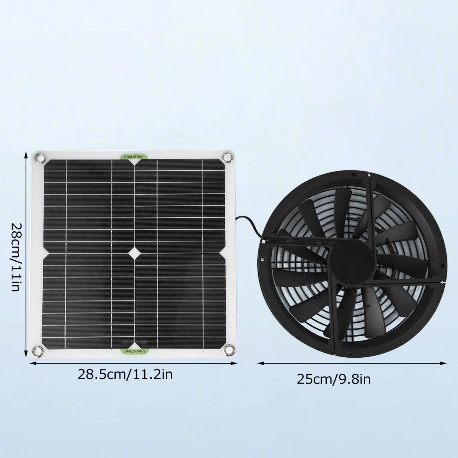 Ejoyous Ventilateur Solaire 100 W, Panneau Solaire étanche pour Serres Maisons