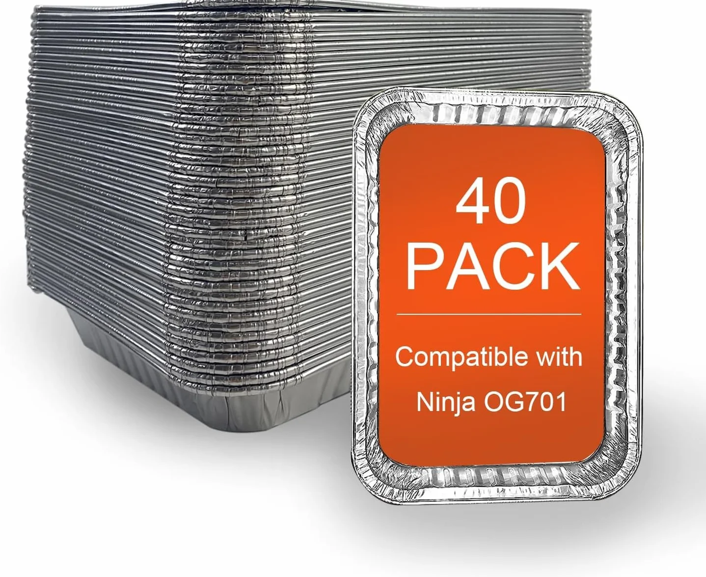 Lot de 40 bacs d'égouttement en aluminium pour barbecue Ninja OG701 Woodfire - Compatible Weber Spirit, Genesis, Q Series