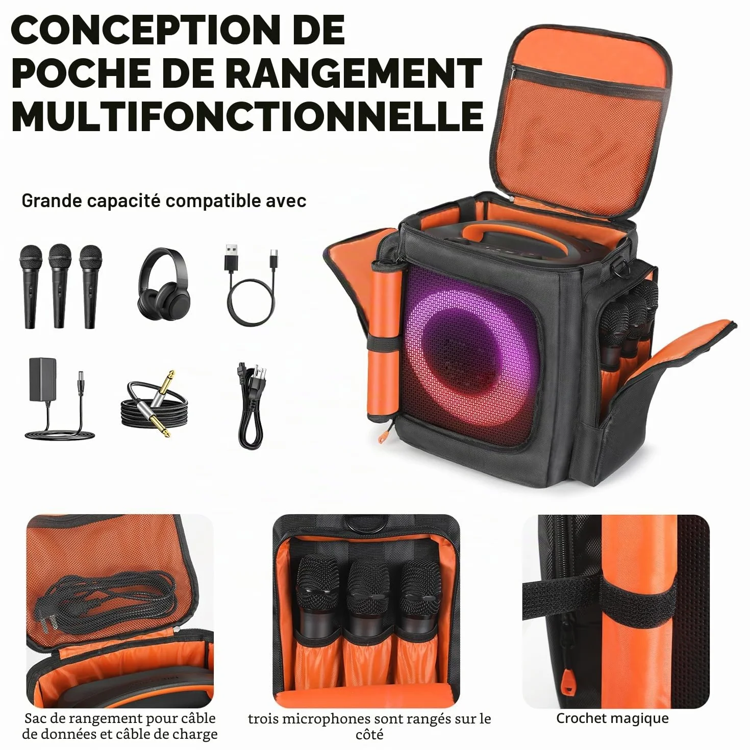 Sac de transport compatible JBL Partybox Encore Essential Essential 2, housse voyage avec poches
