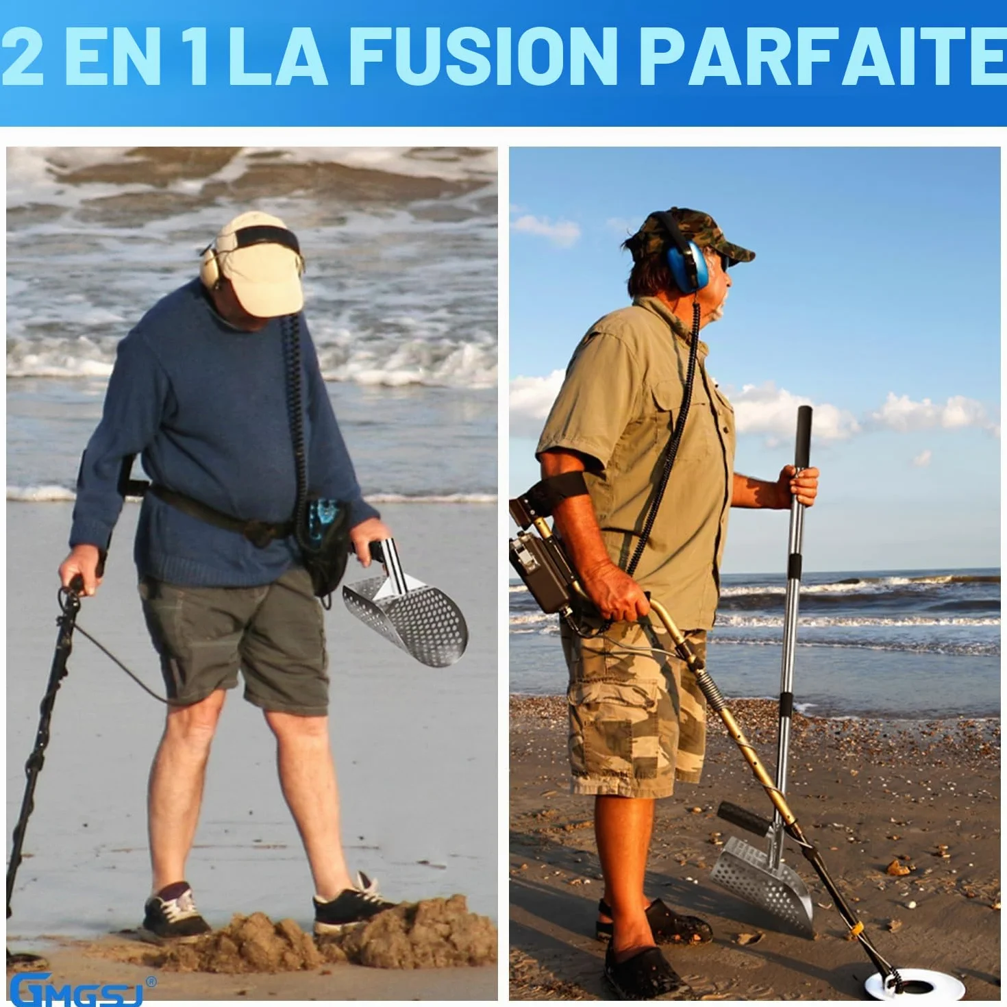 Outil de détection de métaux avec poignée antidérapante, écran rapide, tiges d'extension en acier inoxydable
