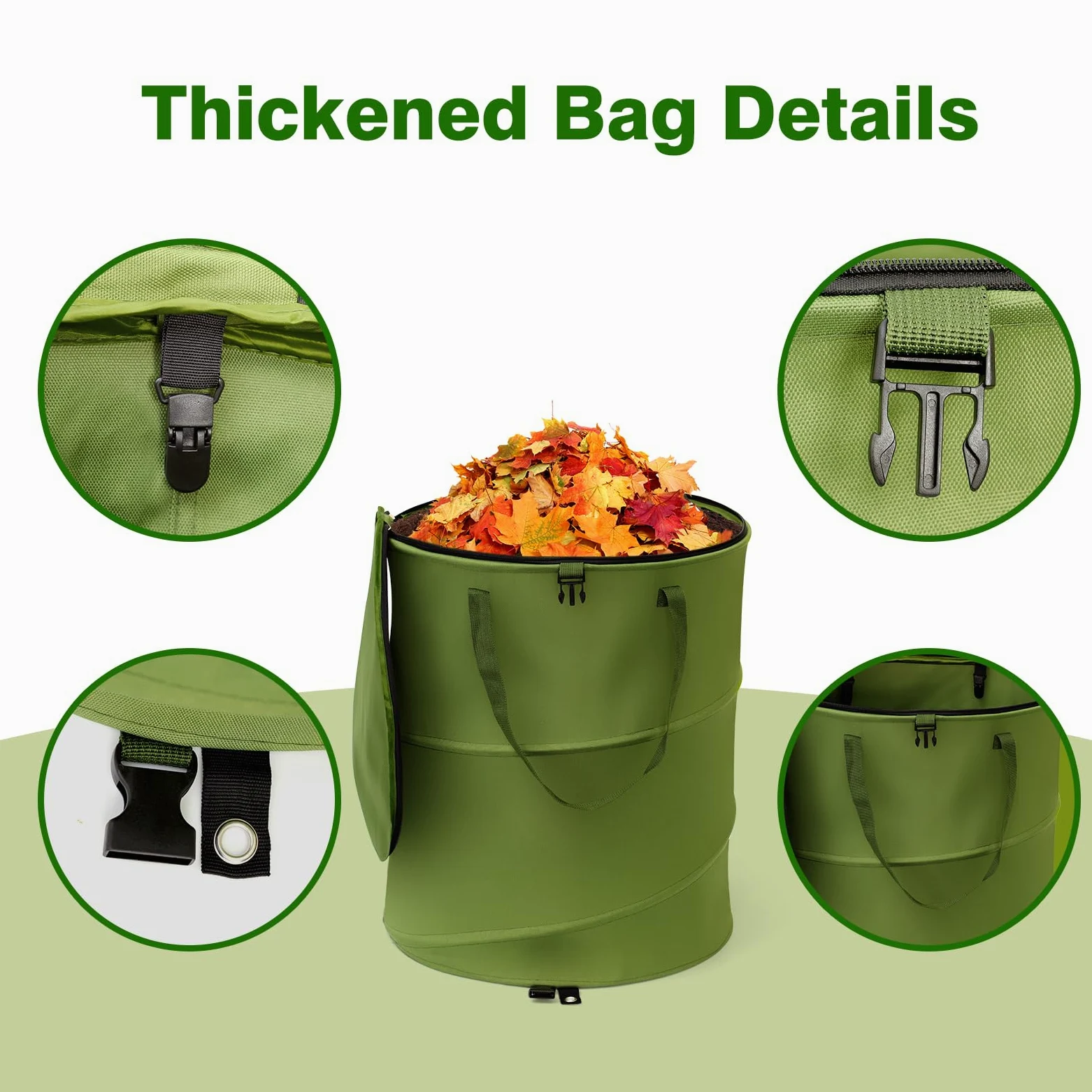 Lot de 2 sacs de jardin réutilisables pour pelouse et feuilles, pliables/dépliables, 45,7 x 55,9 cm et poubelle de recyclage avec couvercle pour rangement de la maison, du linge, du camping,