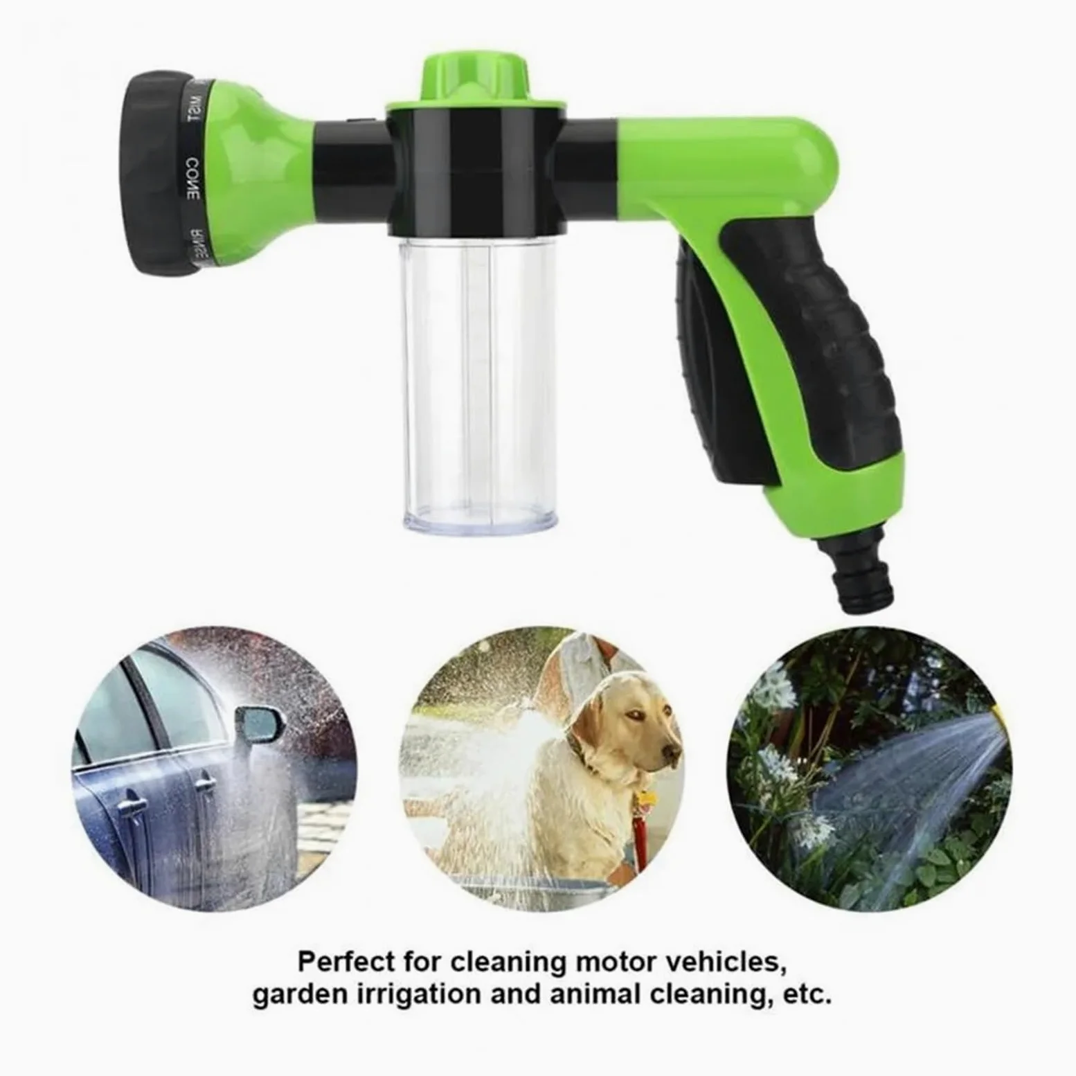 Pistolet d'arrosage avec embout multi-jets, Pulvérisateur d'eau de jardin multicolore, verrouillage à gâchette réglable rotatif 360 degrés(Yellow)