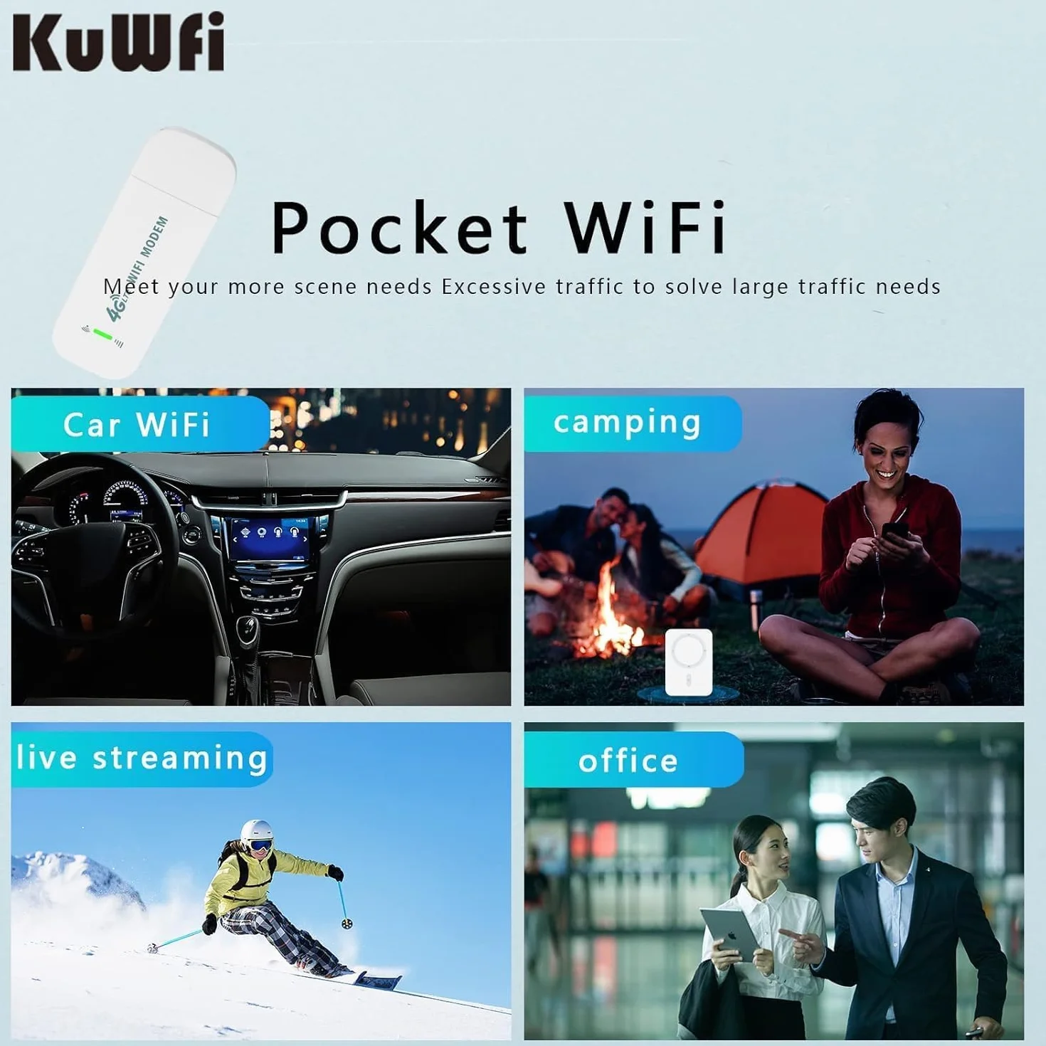 KuWFi Clé Internet 4G 150 Mbps, Modem USB LTE, Adaptateur Réseau