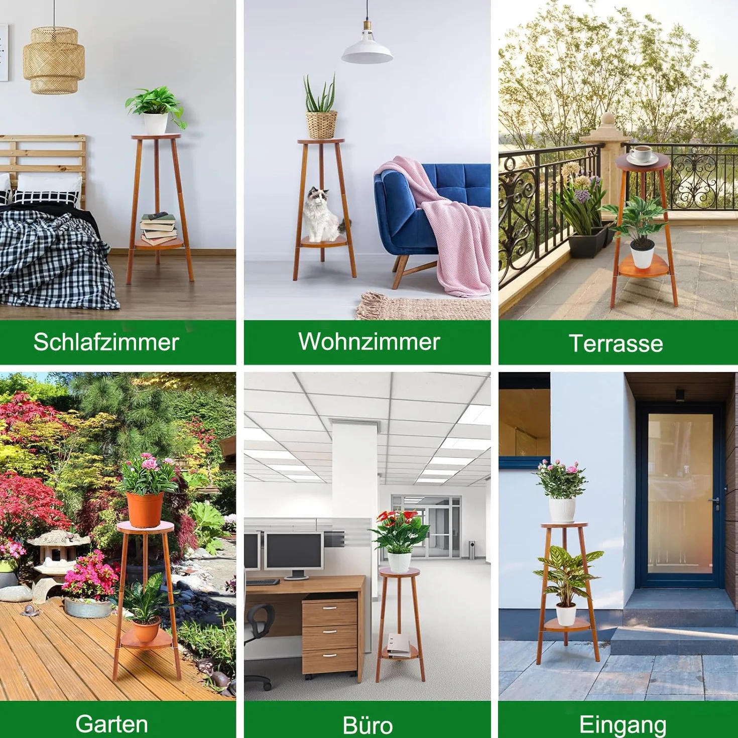 Support de Fleurs en Bois Modulable 2 Niveaux Étagère à Plantes