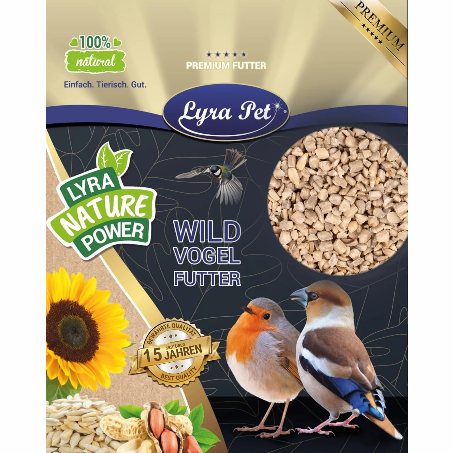 Graines de Tournesol décortiquées brisures 20 kg Nourriture pour Oiseaux Sauvages Lyra Pet