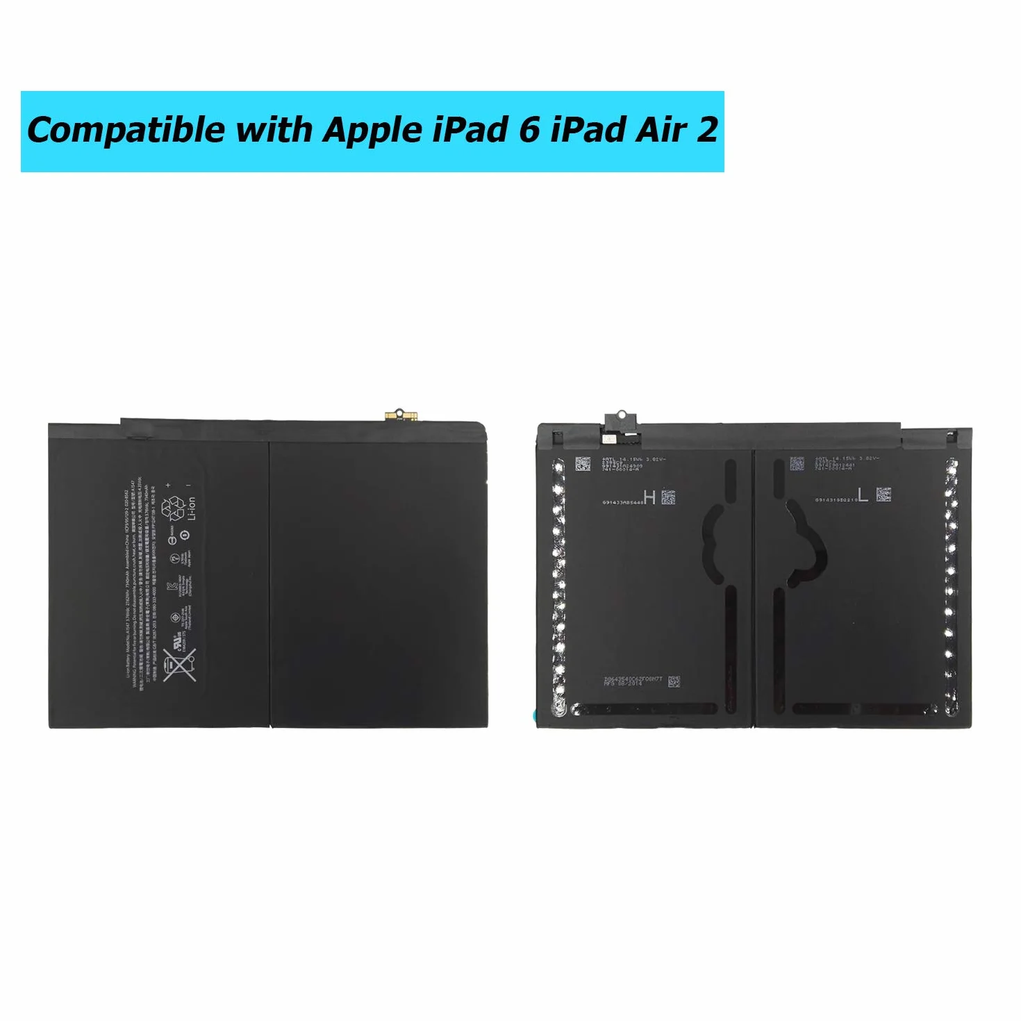 Batterie de rechange compatible Apple iPad Air 2 A1566 A1567 iPad6 7300 mAh