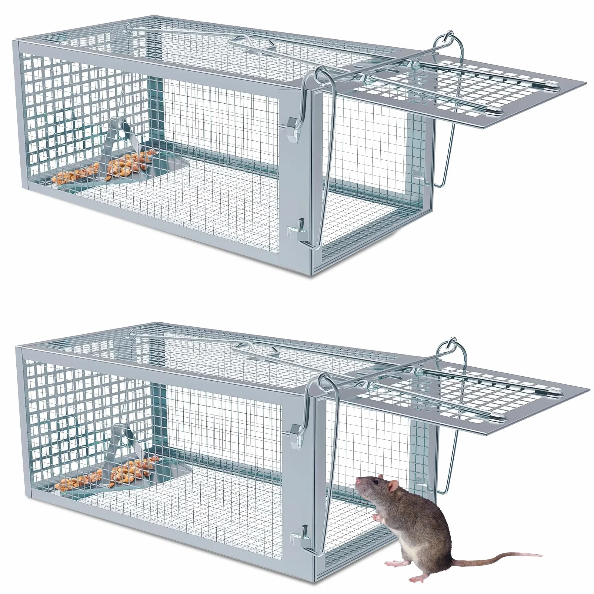 Piège à Rat 2 Pièces XL Cage Attrape Souris sans Tuer 27 x 14 x 12 cm Réutilisable