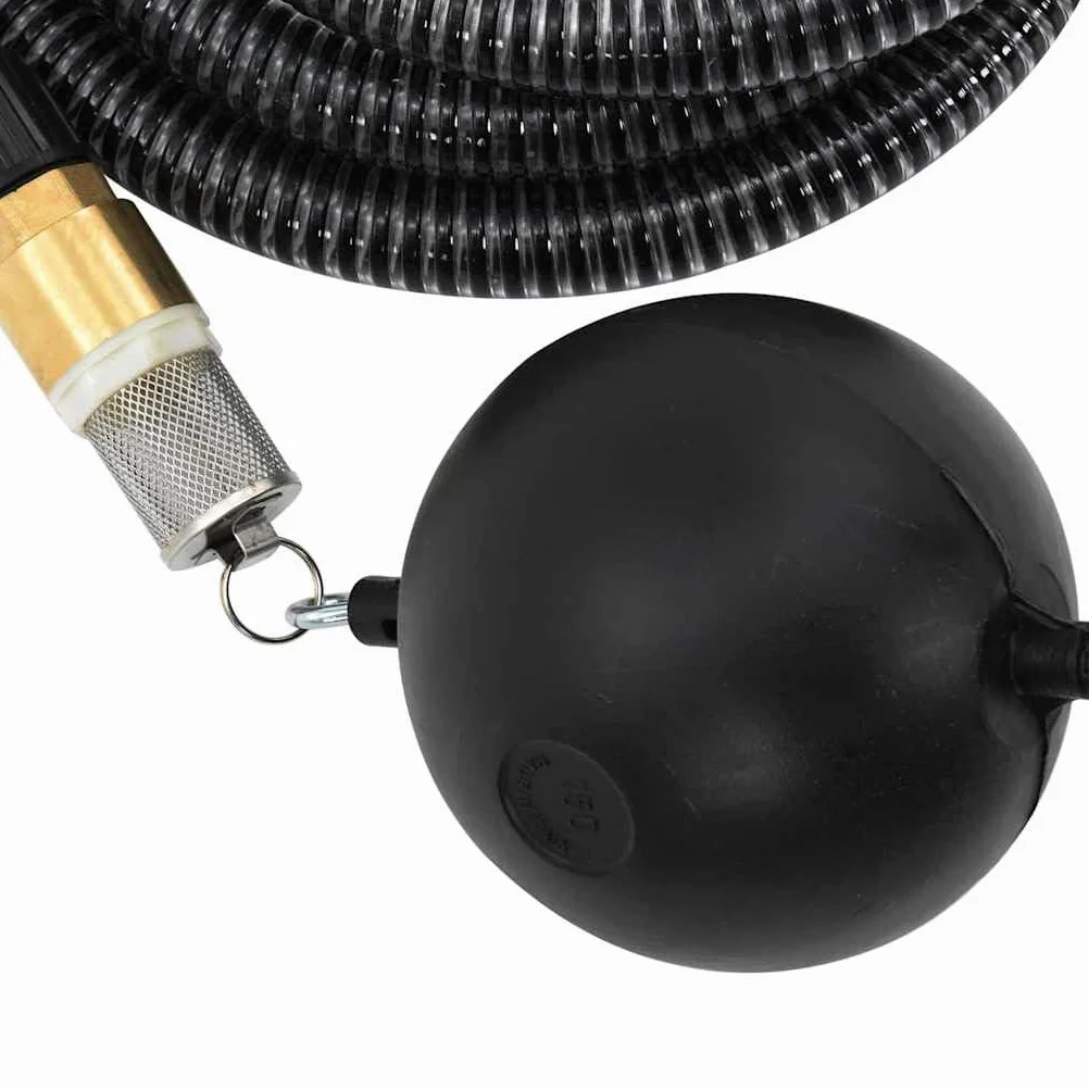 Tuyau d'Aspiration 10 m Noir PVC 1" 25 mm avec Raccords Laiton, Crépine & Clapet de Pied Flottant, Pompe Jardin Filtre Eau Domestique, Pression 6 Bar