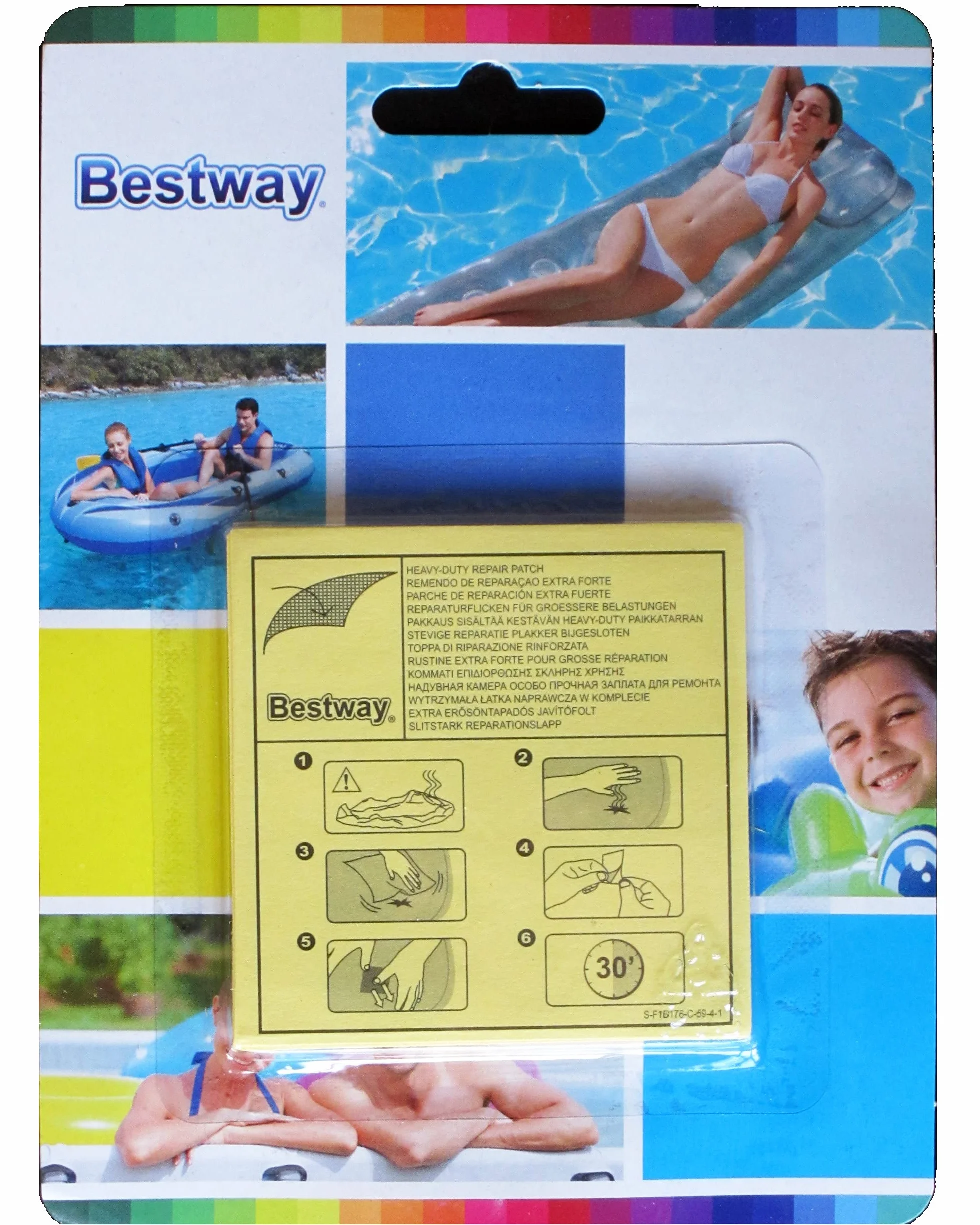 Kit réparation piscine Grande 10 patchs lourds autocollantes