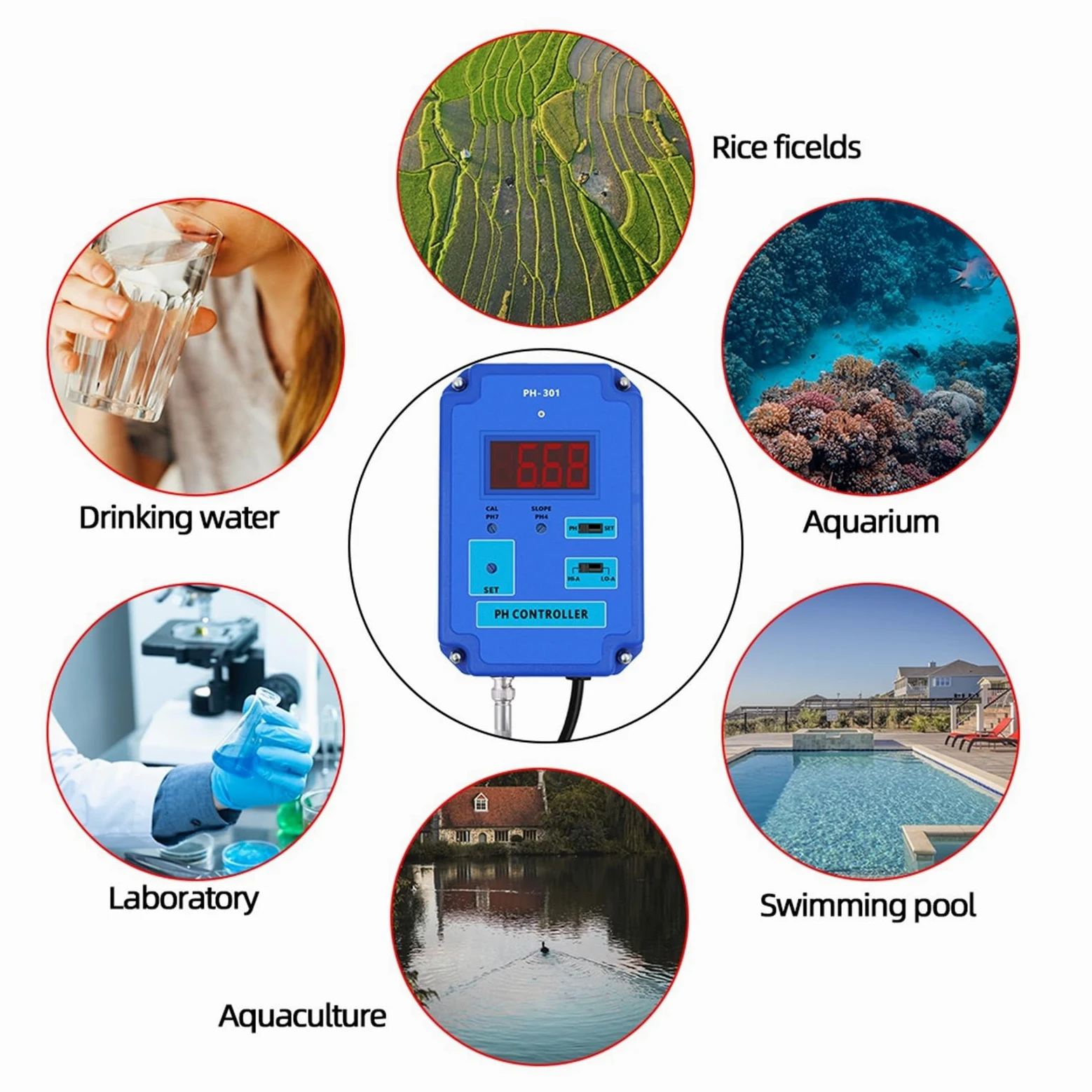 Testeur d'eau, Contrôleur de pH numérique PH-301, testeur de pureté de l'eau, détecteur d'acidité for Aquarium et Piscine