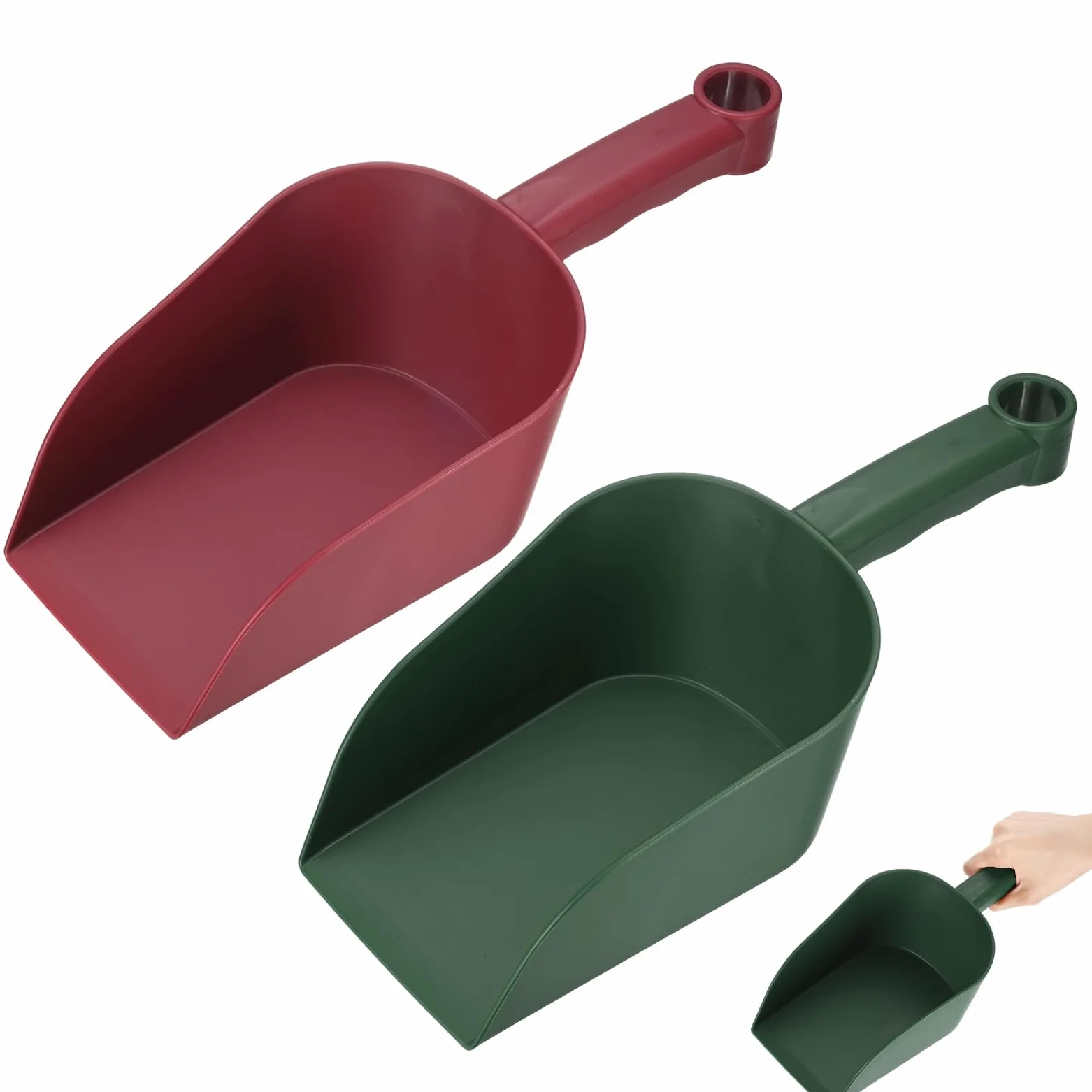 M METERXITY 2-Pack Pelle De Jardin Pelle À Main, 31cm/12.2 Pouces Outils De Jardinage en Plastique pour Creuser, Transplanter, Ameublir Le Sol Et Planter [Vert Foncé/Rouge Vin]