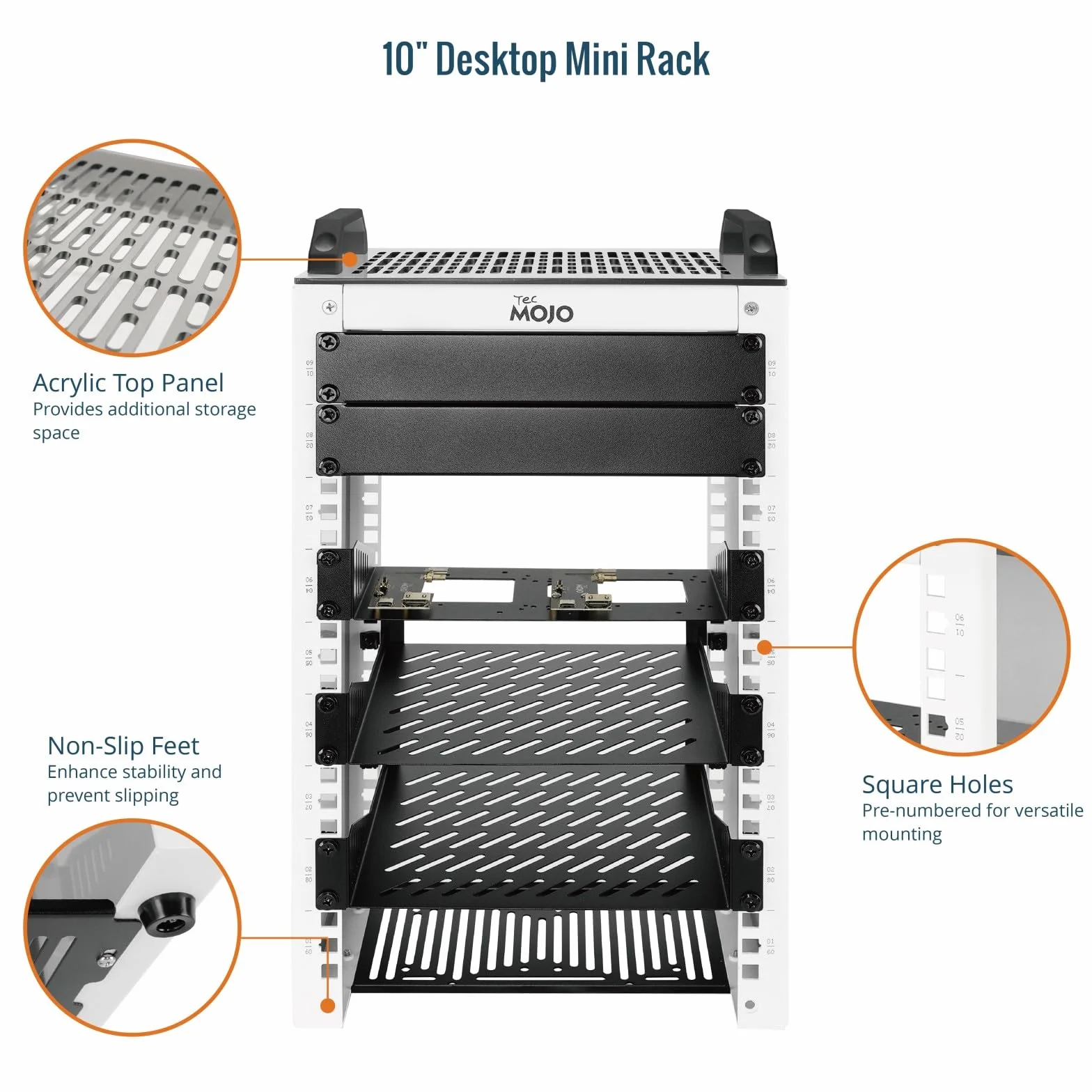 Armoire Réseau 10 Pouces 9U Mini-Rack de Bureau 200mm Blanc pour SBC NAS Serveurs