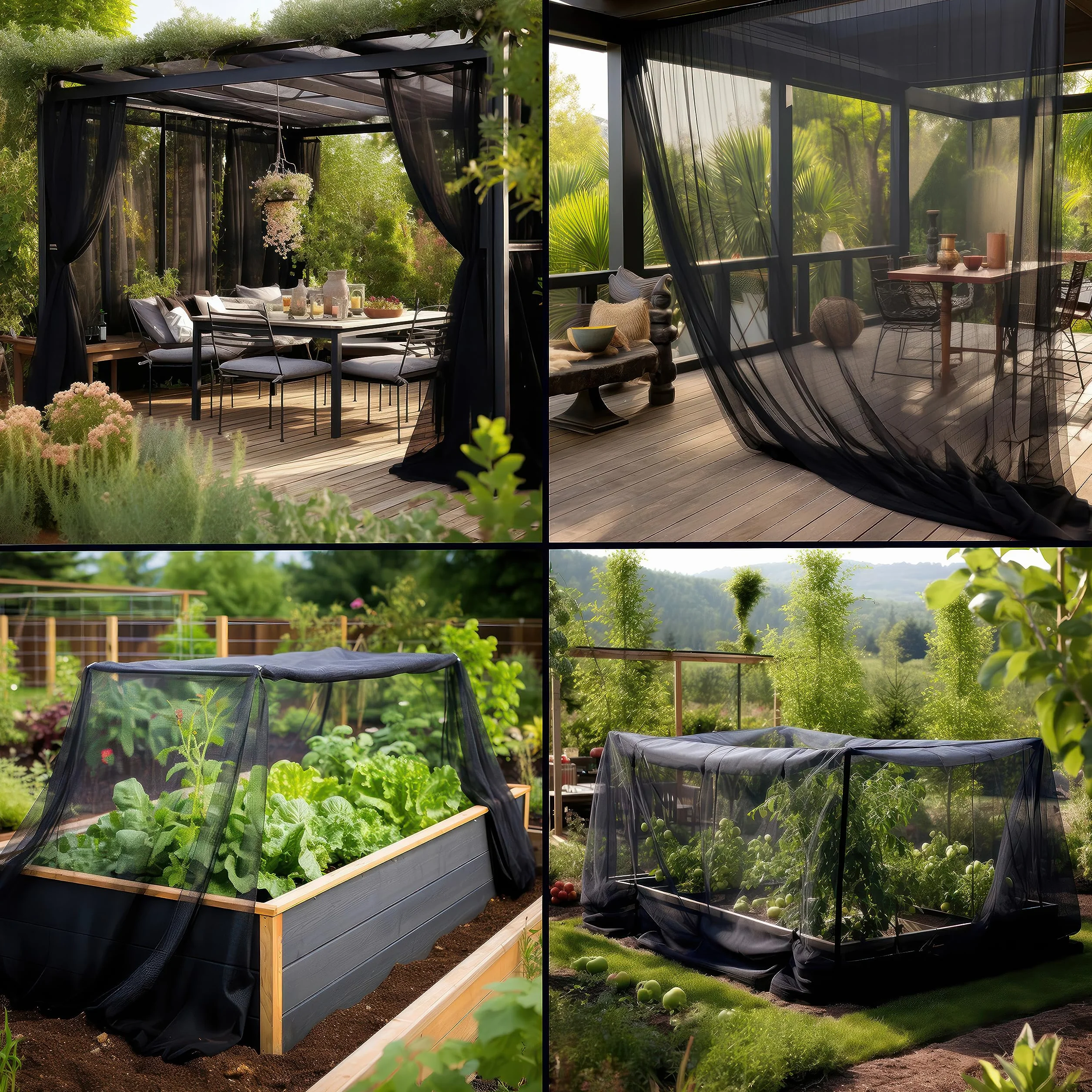 Filet Moustiquaire Noir 3x6 Mètres Lot de 2 | Anti-Insectes Jardin | Tissu pour Terrasse, Pergola, Balcon & Fenêtres | Maillage Fin à Découper