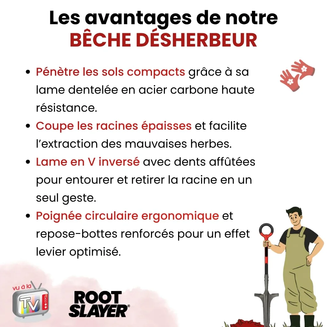 Venteo - Lame Dentée V Inversé Acier Carbone Renforcé Haute Résistance | Extraction Racines Profondes sans Effort | Outil Jardinage Sol Dur Pelouse Jardin Gazon a Semer