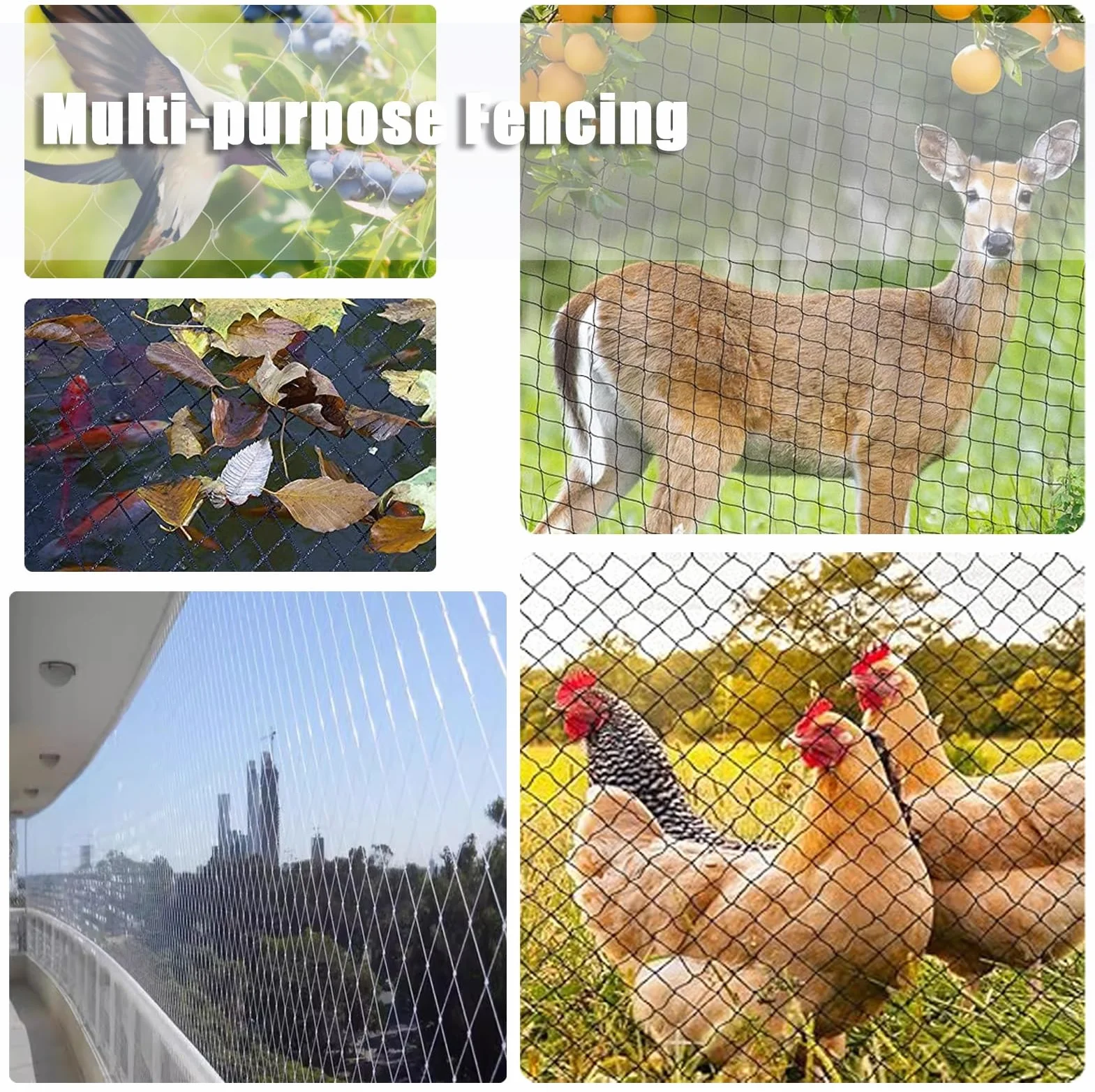 Filet Anti-Oiseaux en Nylon résistant aux UV pour Jardin et Arbres fruitiers - Réutilisable 10 m x 6 m, Maille de 2 cm de diamètre - Protection Efficace Contre Les Oiseaux et Les Insectes Nu