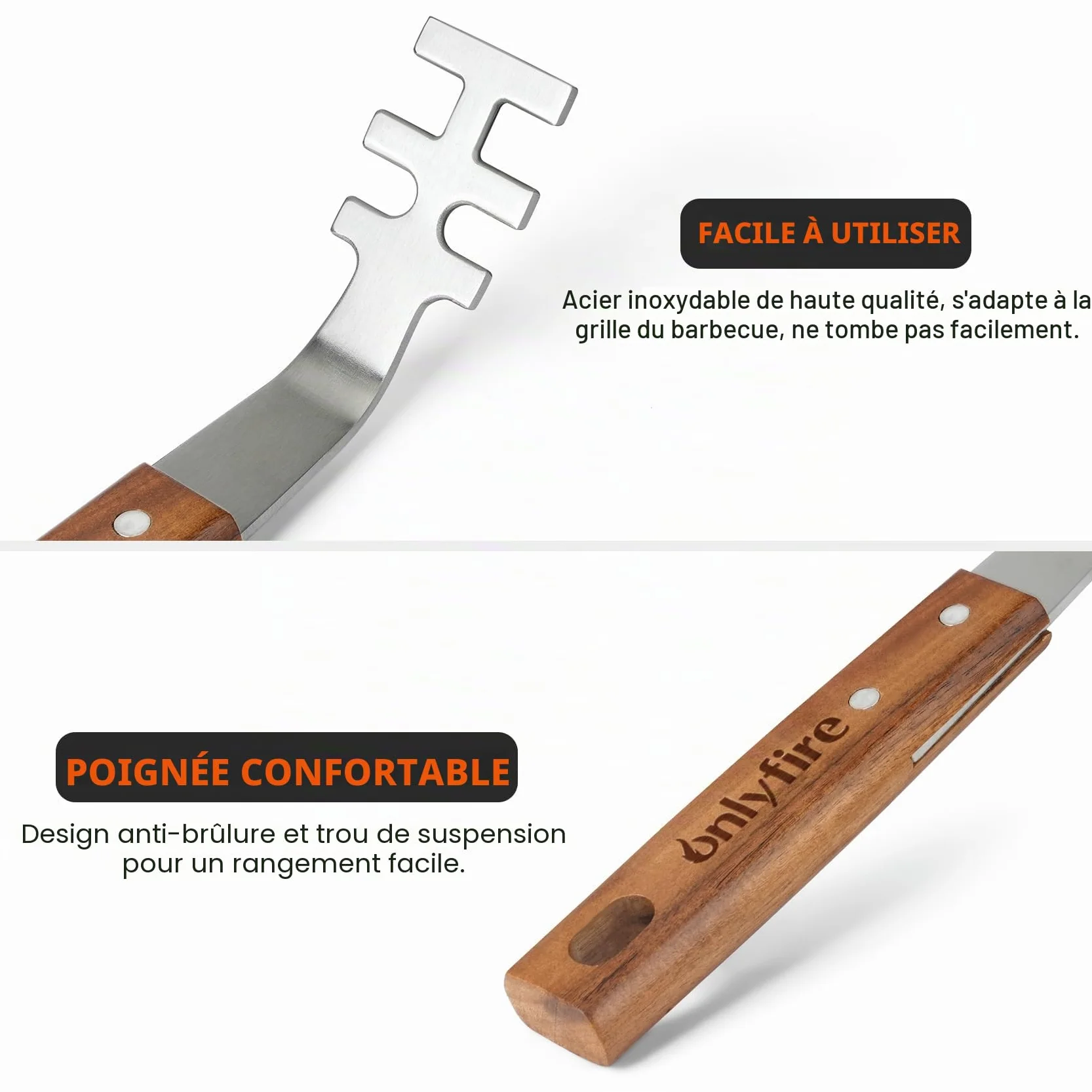 Onlyfire Leve à Grille de Barbecue en Acier Inoxydable - 2 Pièces - Ustensiles Universels pour BBQ