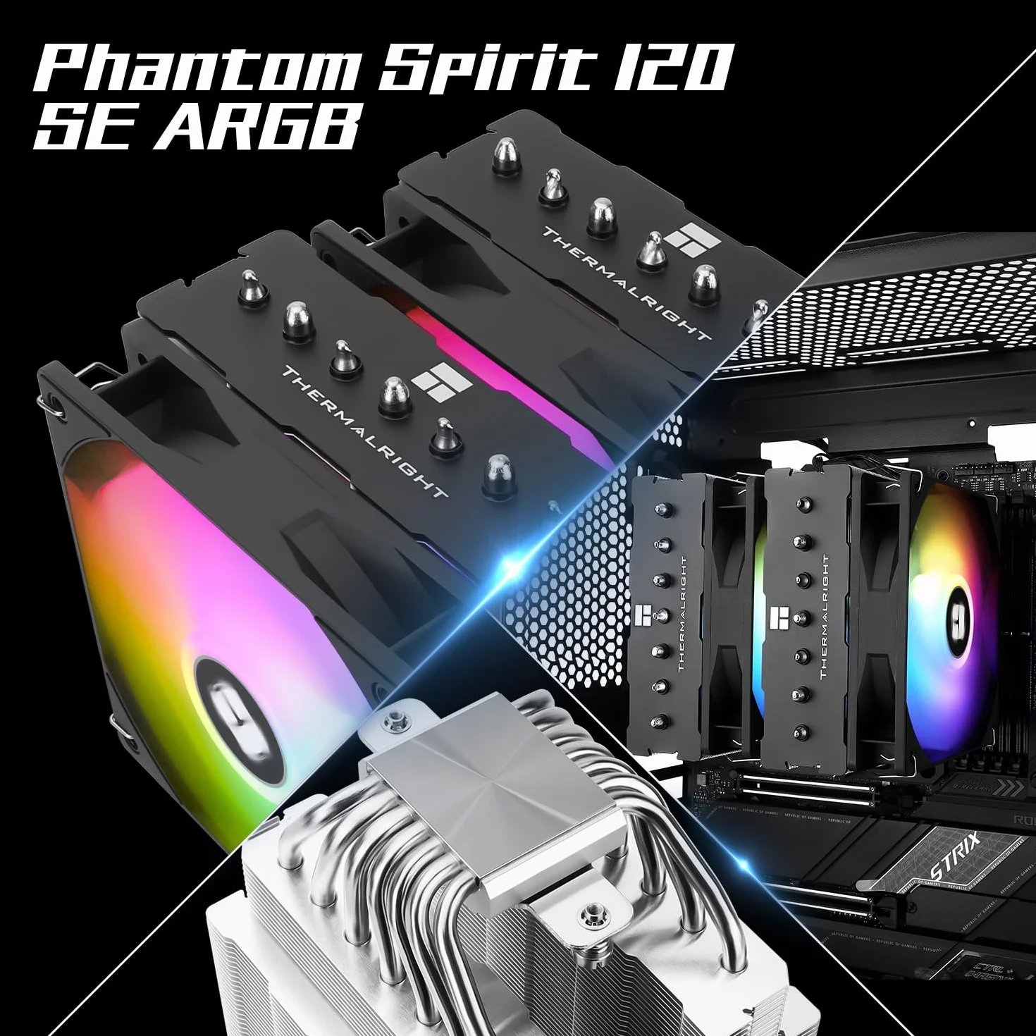 Thermalright PS120SE ARGB Refroidisseur d'air CPU 7 caloducs Dual 120mm TL-C12B-S V2 PWM AGHP 4.0 AMD AM4 AM5 Intel LGA1700 1851 1150 1151 1200