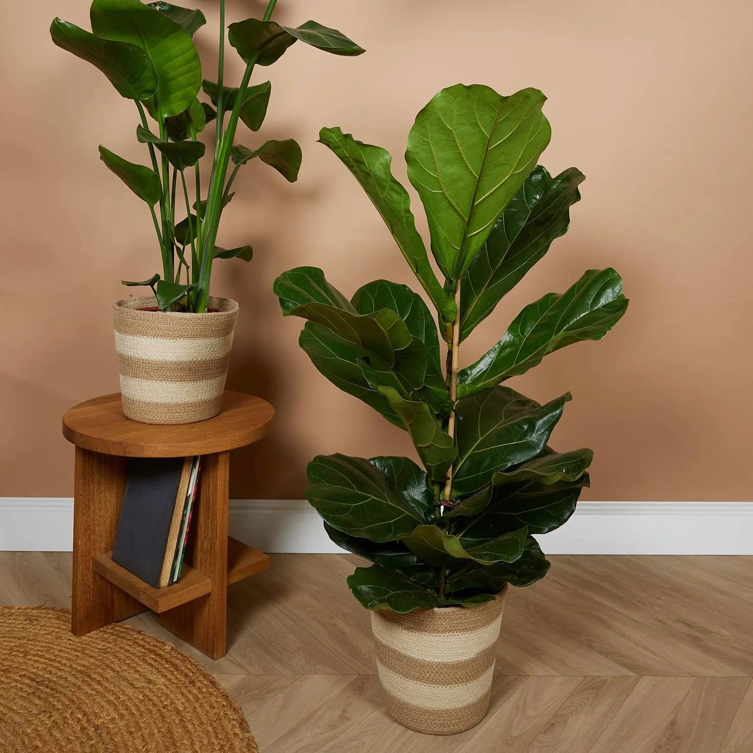 Bloomique Pot à Plantes Tressé Gaby Lot de 2 Beige Jute H22xØ21