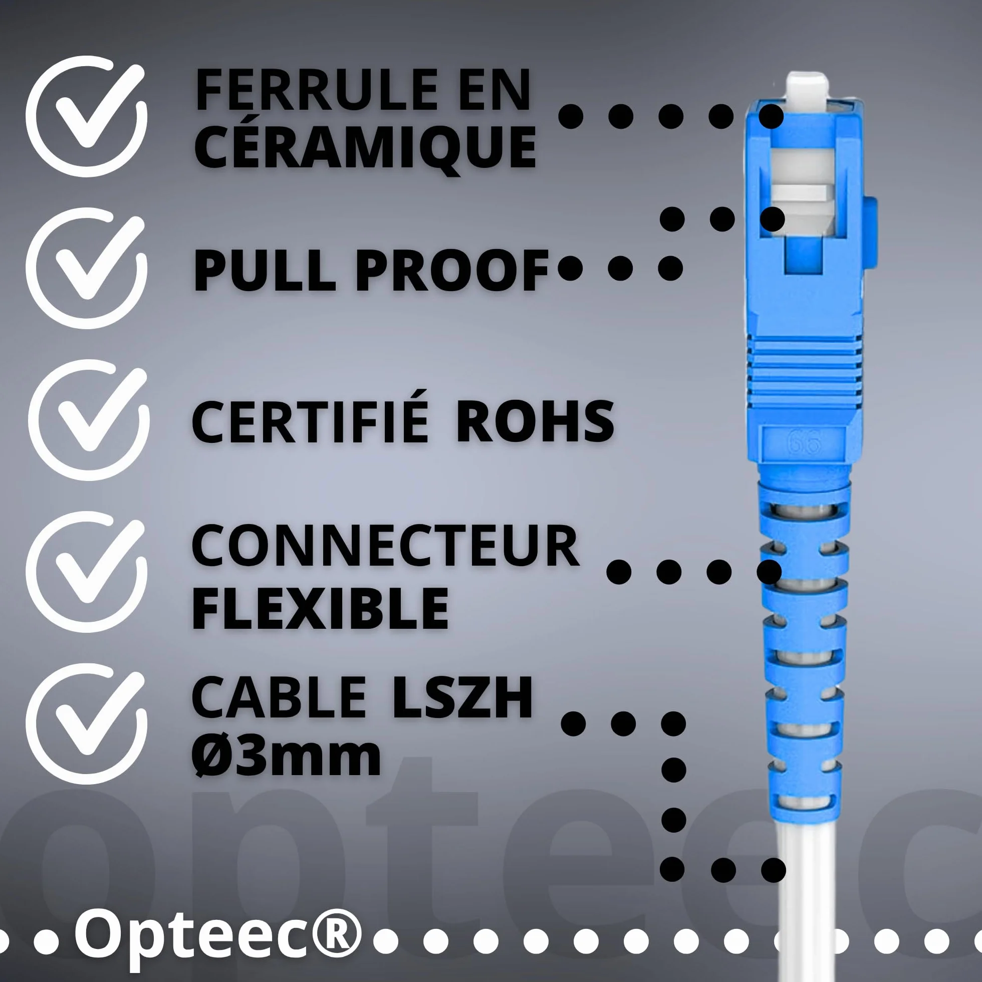 Câble Fibre Optique Blindé 10M SC/APC à SC/UPC Renforcé Freebox Pop Pos S Ultra Ultra Essentiel Révolution Light Rallonge Jarretière Blanc