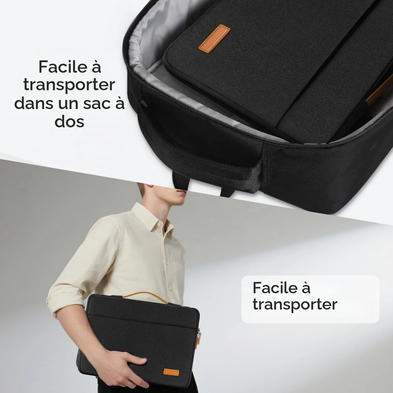DOMISO Housse Ordinateur 17 Pouces Sacoche PC Portable Imperméable pour HP Lenovo Dell Acer ASUS Noir