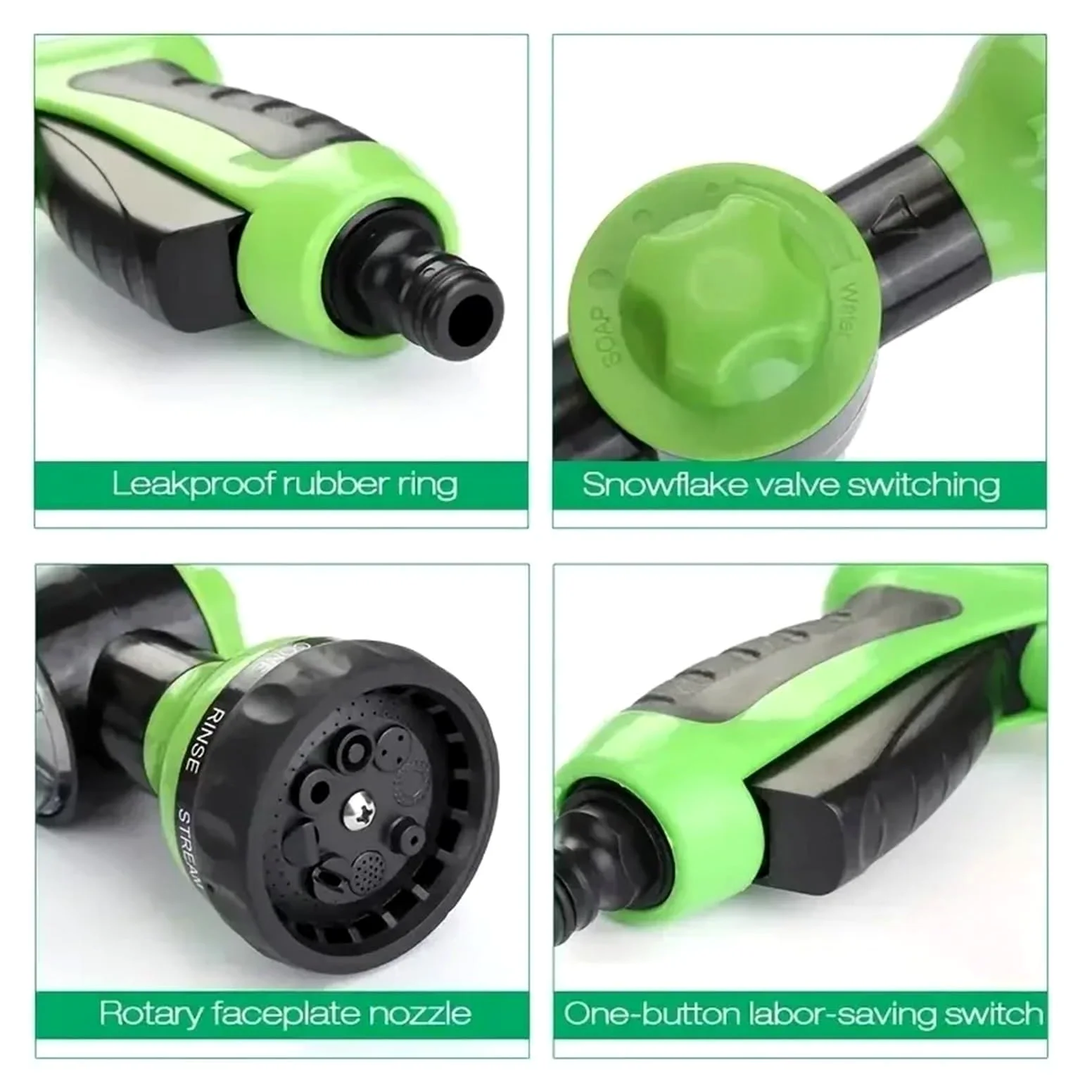 Pistolet d'arrosage avec embout multi-jets, Bec de pulvérisation mousse jardin 8 en 1 avec bouilloire 100 ml, rotatif, bouton, étanche