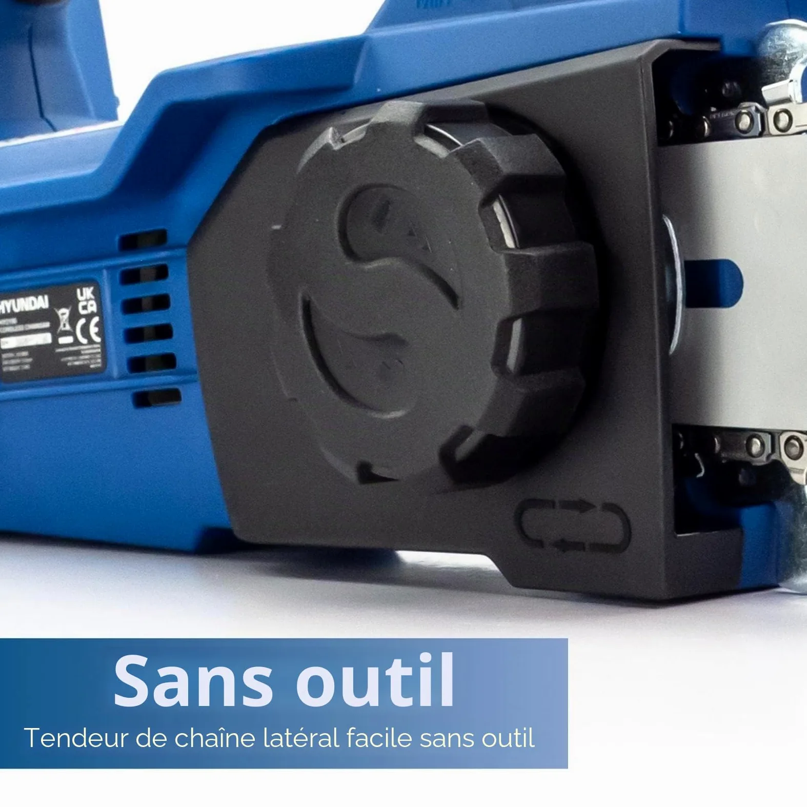 Hyundai Tronçonneuse Sans Fil 20 V Brushless, Guide et Chaîne 25 cm, Batterie Li-ion 4 Ah, Chargeur Inclus, Élagage, Garantie 3 Ans - HY2190