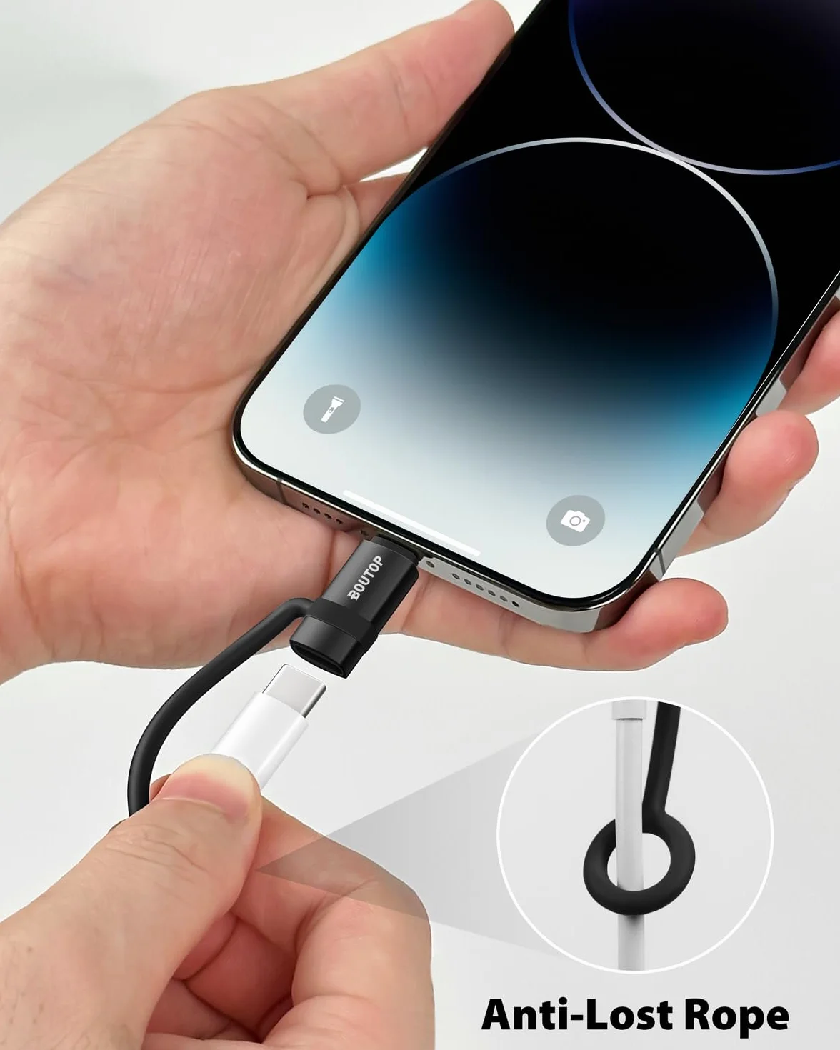 BOUTOP Adaptateur USB C vers Lightning 36W Charge Rapide Compatible iPhone iPad Noir 1 Paquet