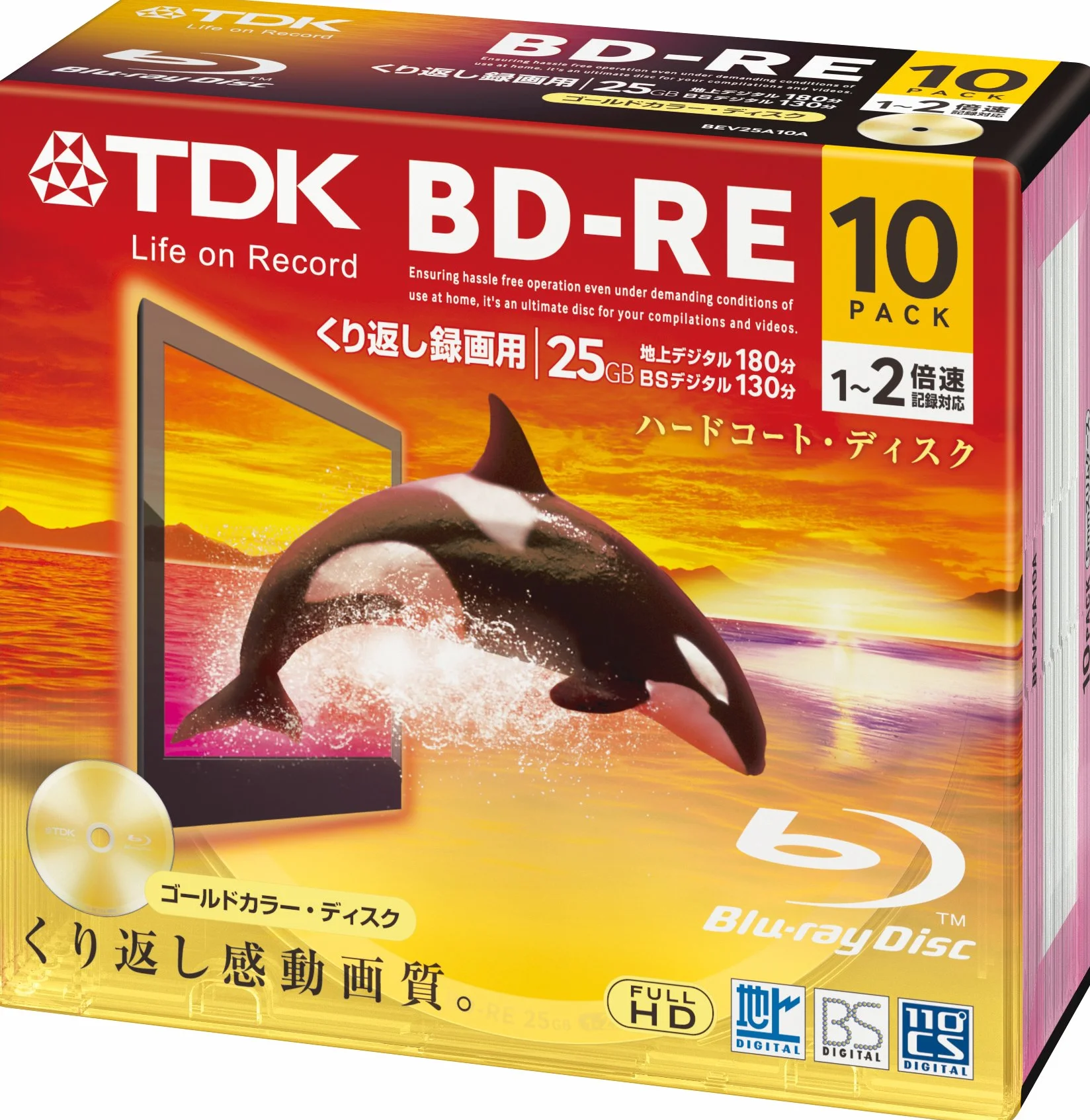 TDK Blu-ray BD-RE Rewritable Disc 25GB 2x Speed 10 Pack Japan Import