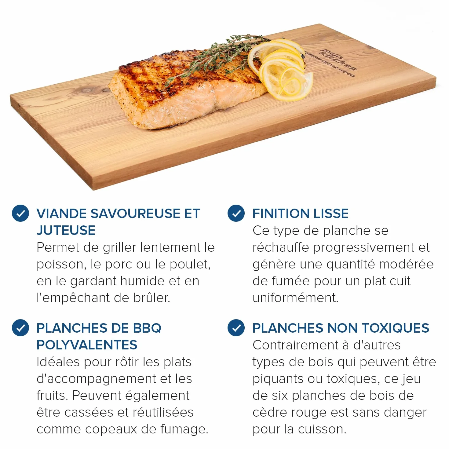 Planches à fumer en cèdre pour fumoir viande et poisson - Lot de 2