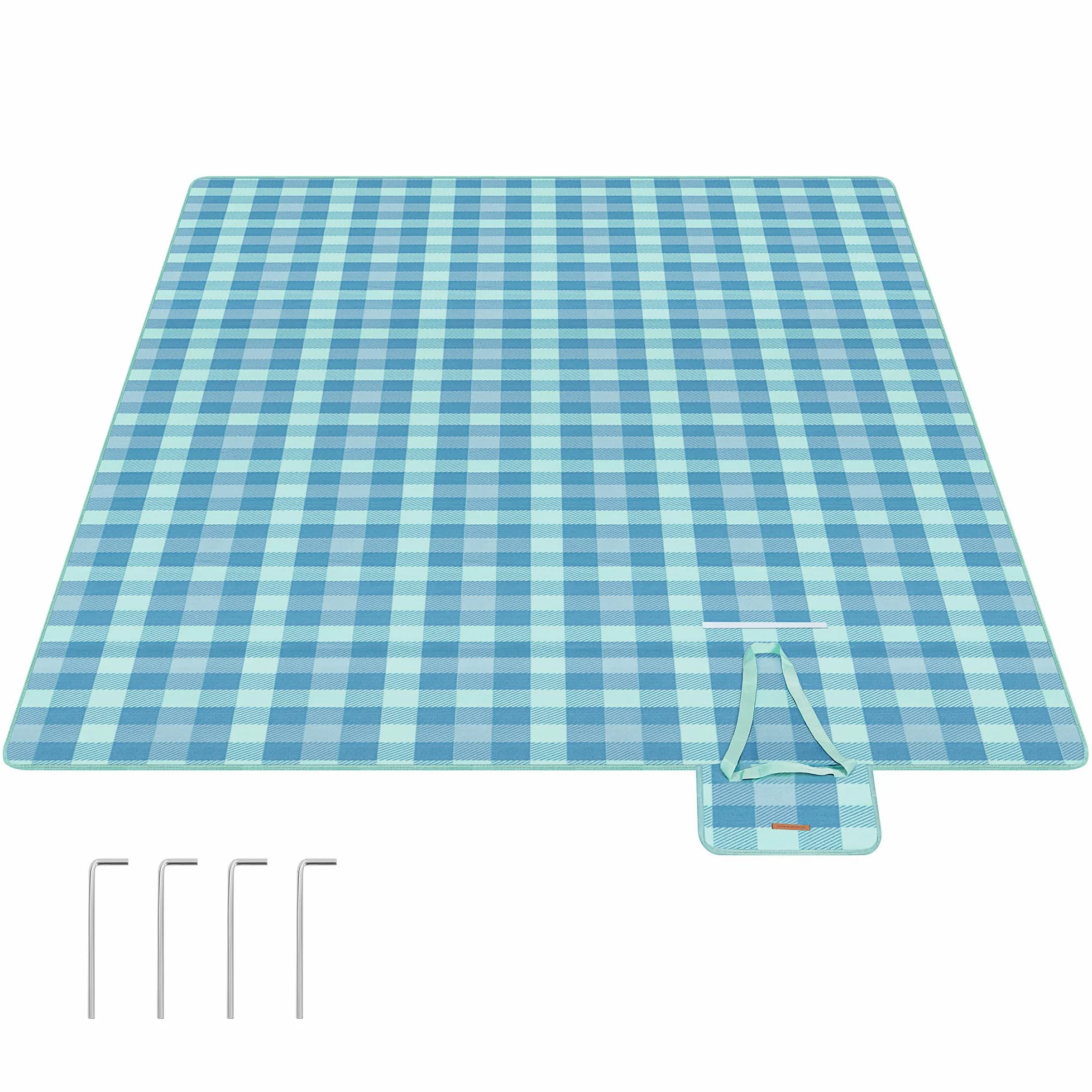 SONGMICS Couverture de Pique-Nique, Hydrofuge, Pliable, 200 x 300 cm | Grand Tapis Portable, 4 Piquets de Sol, pour Camping, Jardin, Plage, Extérieur, Bleu, Collection TOMMI GCM012Q03