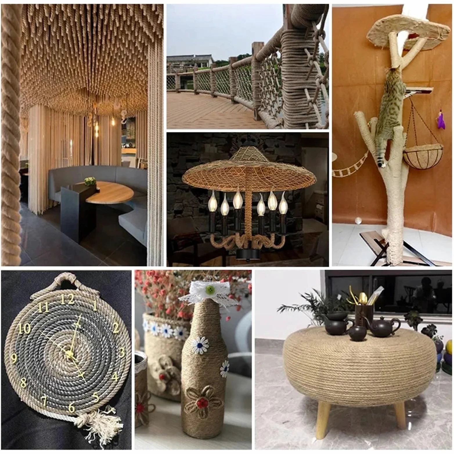 Ficelle De Jardin Corde de Jute en macramé, 50/100M, for Bricolage, Couture, Textile Maison, Chaise Bureau, Reliure Jambes, Plante Suspendue, Fabrication Pot Fleur(100M,4mm)