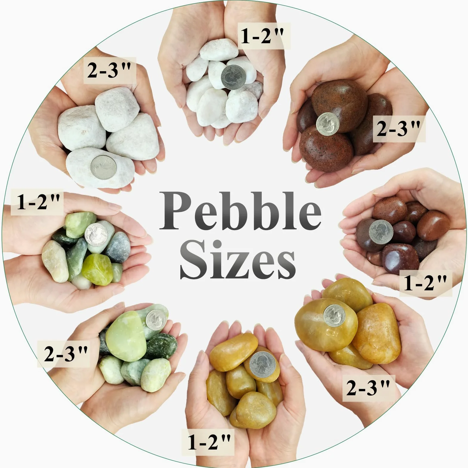 FANTIAN Pierres de rivière en jade de 9 kg pour l'aménagement paysager, galets décoratifs de 2,5 à 5,1 cm pour plantes d'intérieur, vases, cour, travaux manuels et jardin