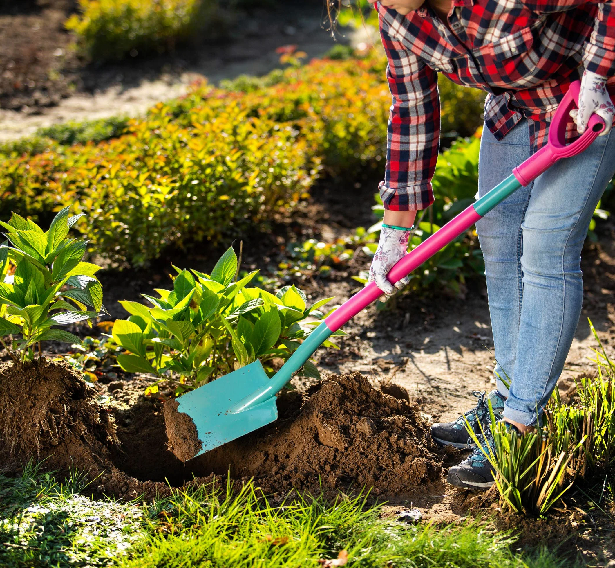 KADAX Pelle de jardin pour femme en métal et plastique avec poignée en D pour femme avec manche ergonomique