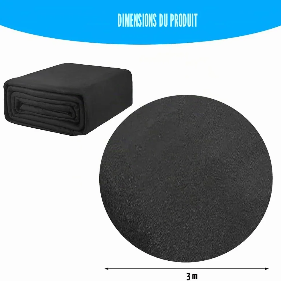 Tapis de Piscine Rond, 10ft 305cm Tapis de Revêtement de Sol de Piscine, Pliable Tapis de Sol pour Piscine et Bains, für Frame Pools, Pool Unterlage Outdoor, Hôtels, Villas(Noire)