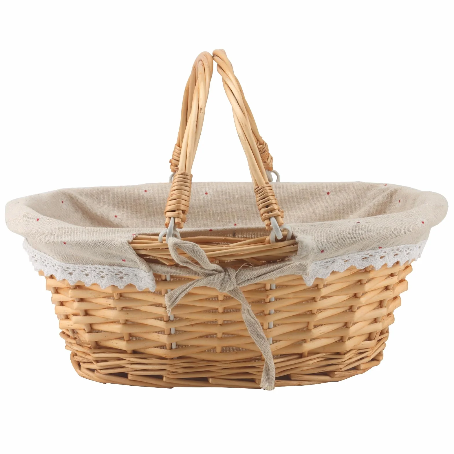 MUKCHAP Lot de 2 paniers de Pique-Nique ovales en Osier tissé avec poignée Pliable 32 x 23 x 12 cm