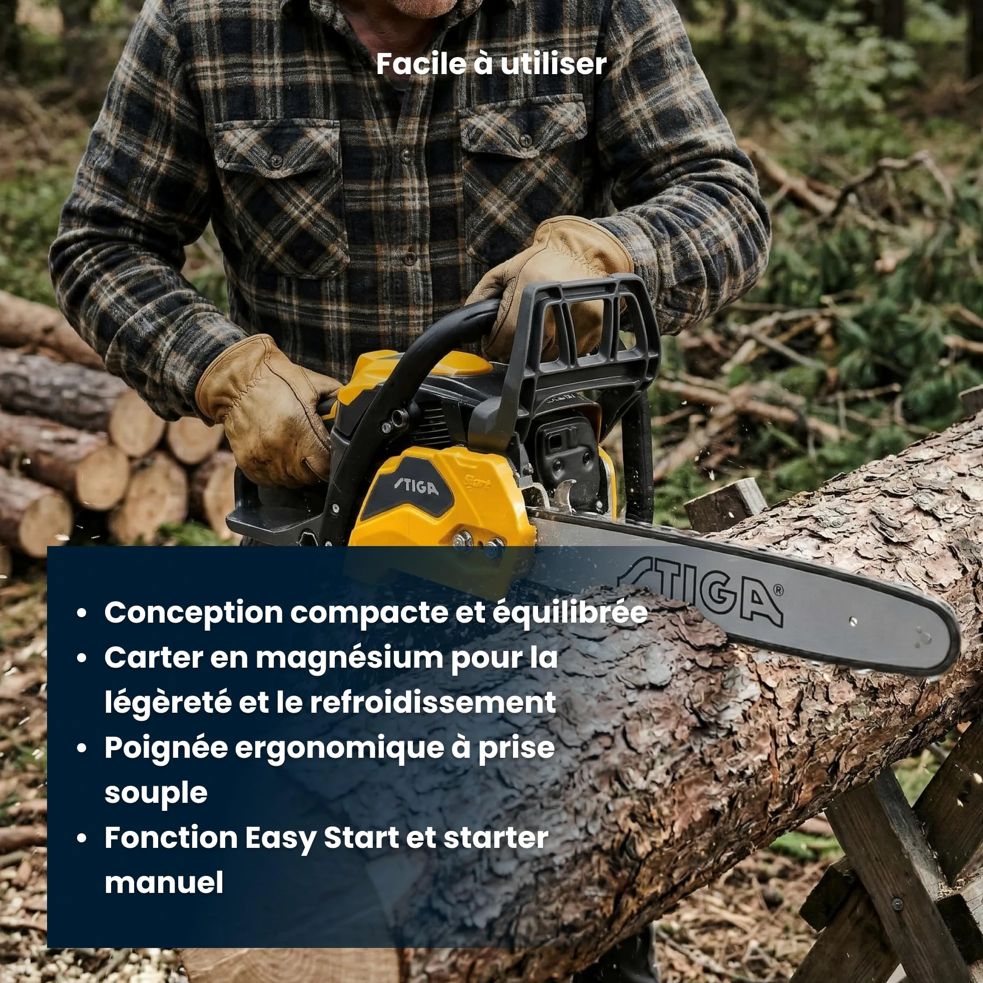 STIGA CS 540 (14') tronçonneuses - Moteur 1,6 kW 38,5 cc, guide 35 cm, carter en magnésium, pompe à huile automatique réglable, guidon ergonomique Soft-Touch
