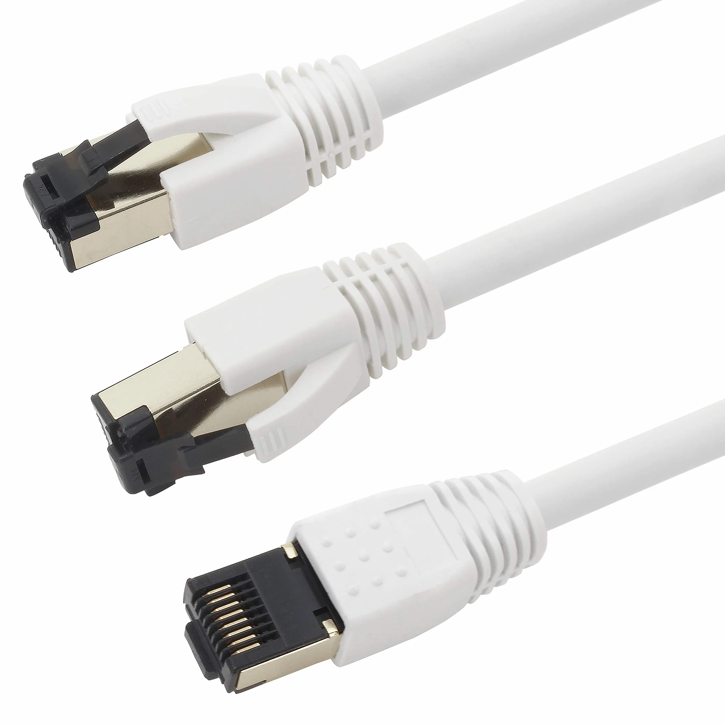 Câble réseau Cat 8 0,5 m blanc lot de 5 Ethernet 2000 MHz 40 Gbit s 40GBase-T PoE+ LSZH