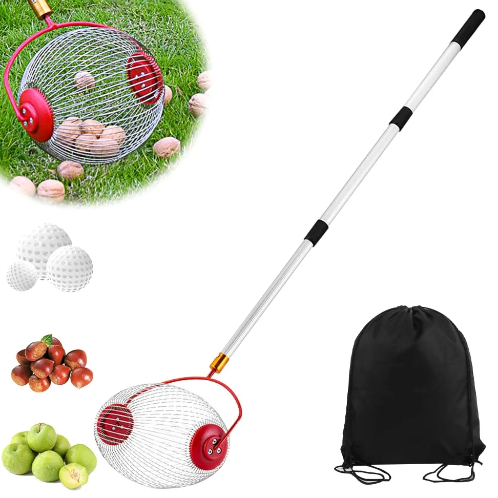 Ramasse Noix avec Manche, Ramasse Noisette, Ramasse-Noix avec Poignée Longue Télescopique, Ramasse Noix Pour Les Noix, Pruneaux, Golf