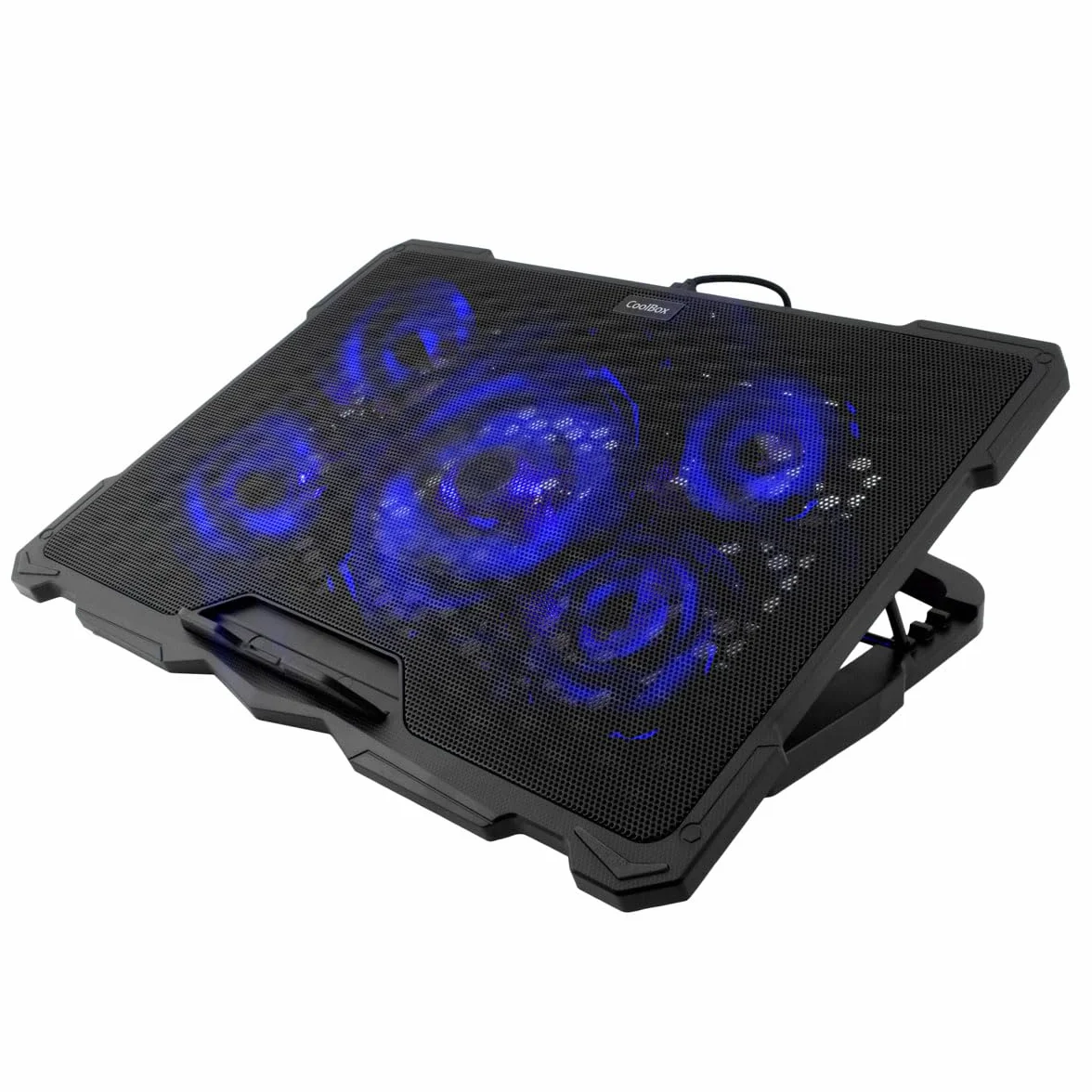 CoolBox Base de Refroidissement Portable 17,3" 5 Ventilateurs Silencieux LED Régulateur de Vitesse Support Réglable 4 Positions USB Noir