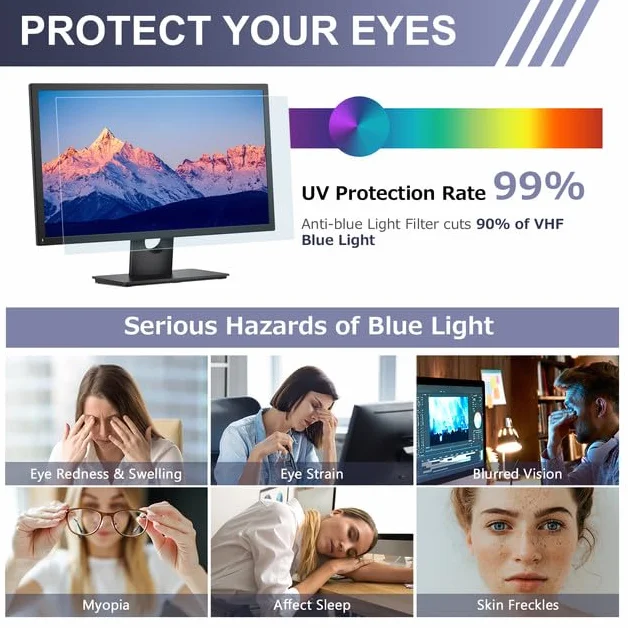 LAMA Film de Protection Anti-Lumière Bleue 27 Pouces Anti-Éblouissement 16:9 (598 x 337 mm)