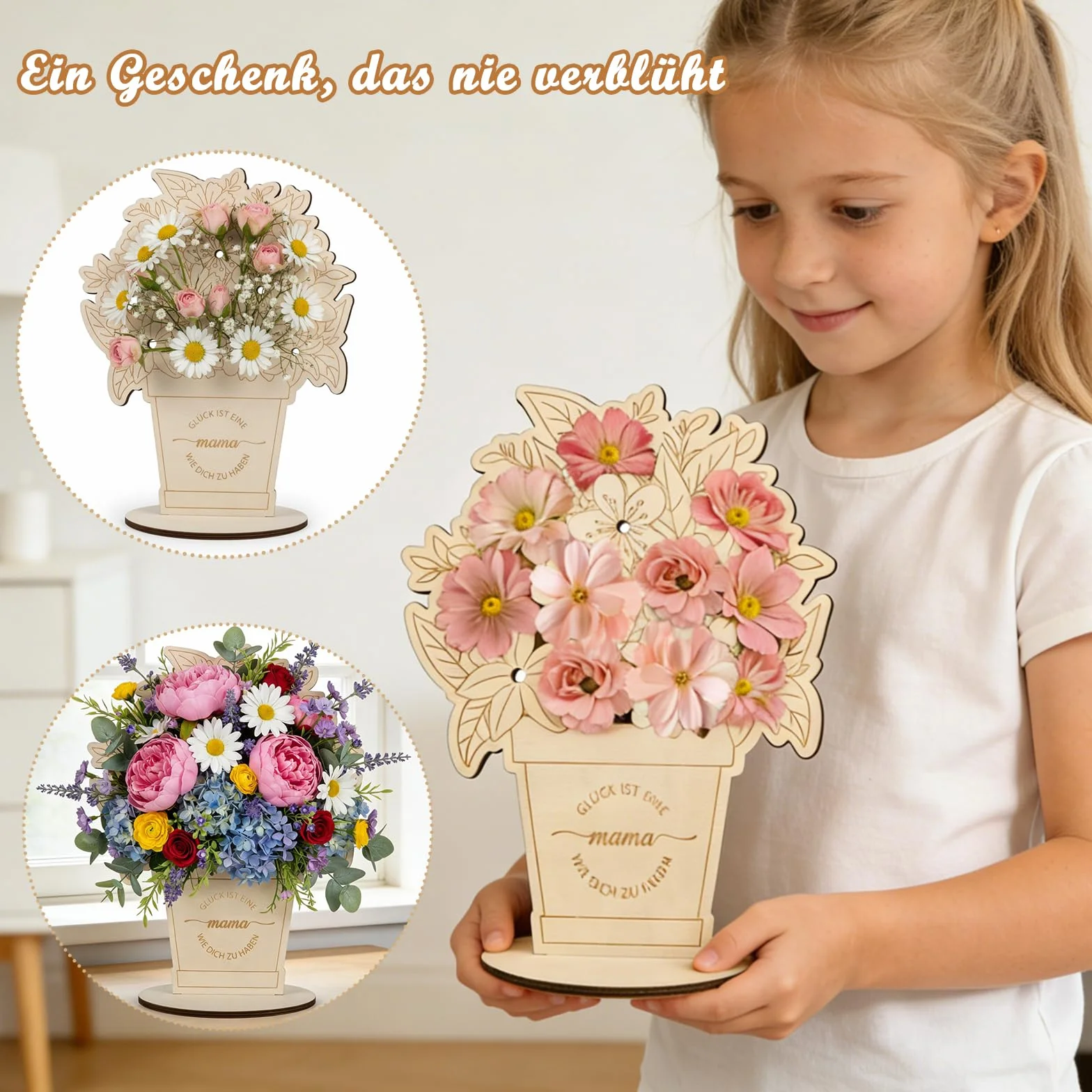 Bouquet de fleurs en bois kit de bricolage avec gravure décoration en bois
