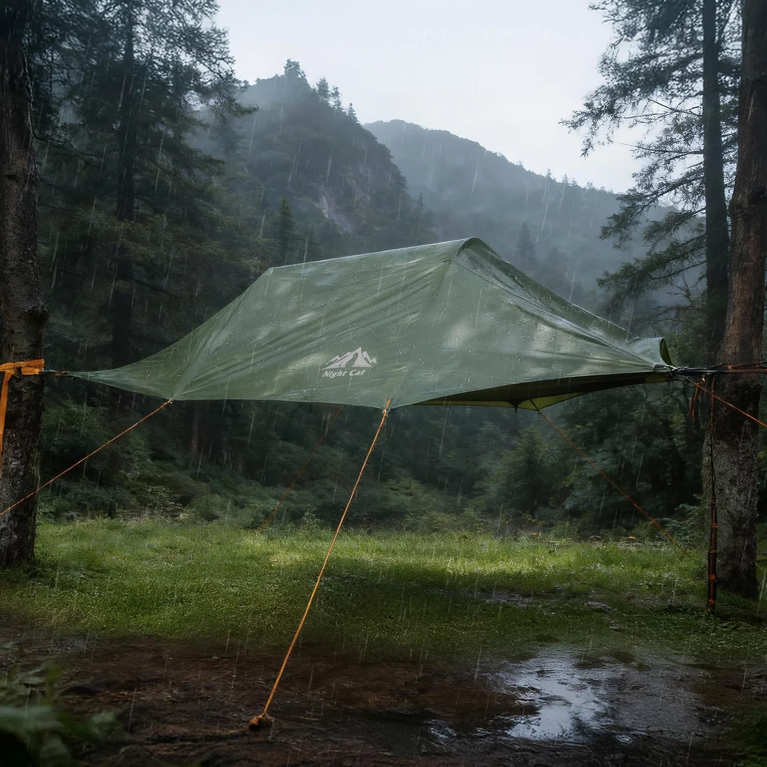 Night Cat Hamac Moustiquaire 2 Personnes: Imperméable Hamac Triangulaire d'extérieur pour Camping Jardin Voyage Randonnée