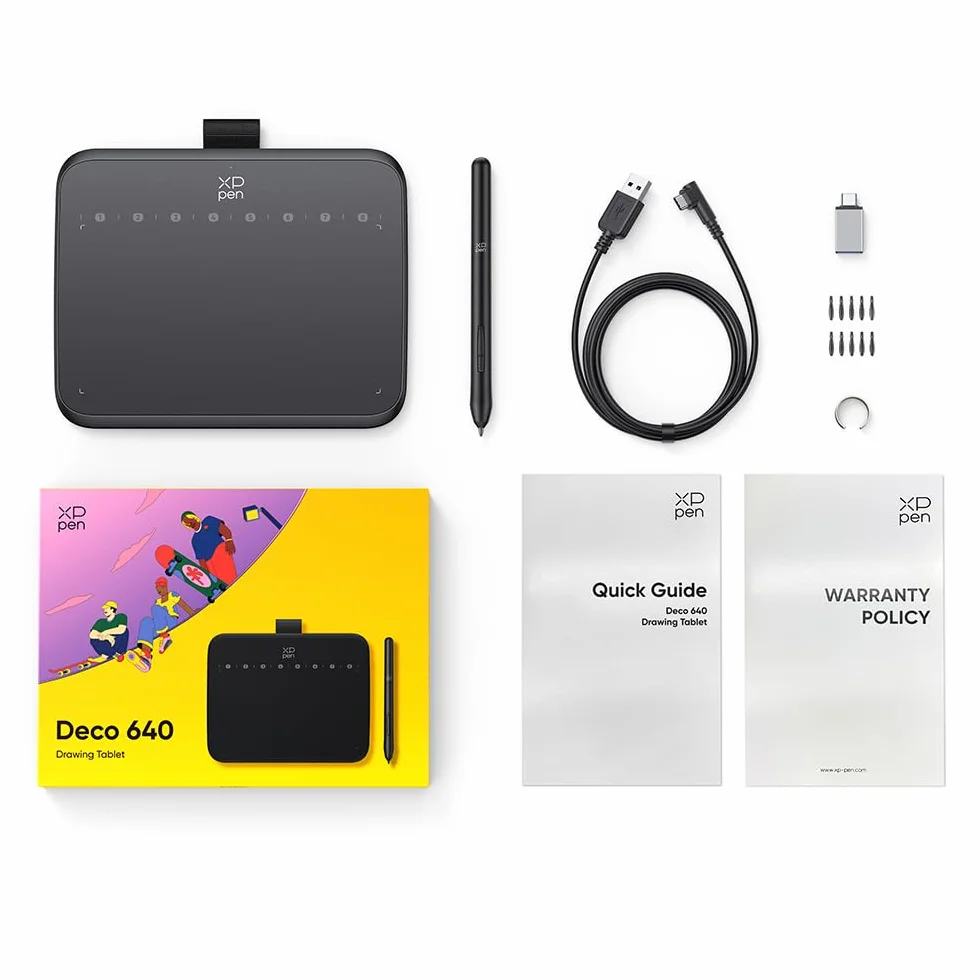 XPPen Deco 640 Tablette Graphique sans Écran, Stylet X3 Pro 16K Niveaux de Pression, Compatible Windows/Mac/Android