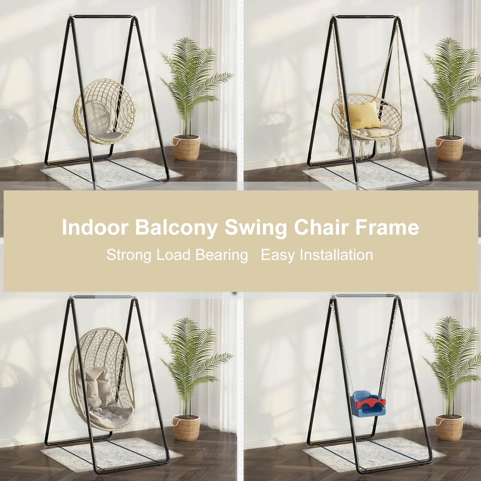 Support de balancelle en A, métal, forte capacité de charge, base renforcée anti-déformation, chaise suspendue extérieur