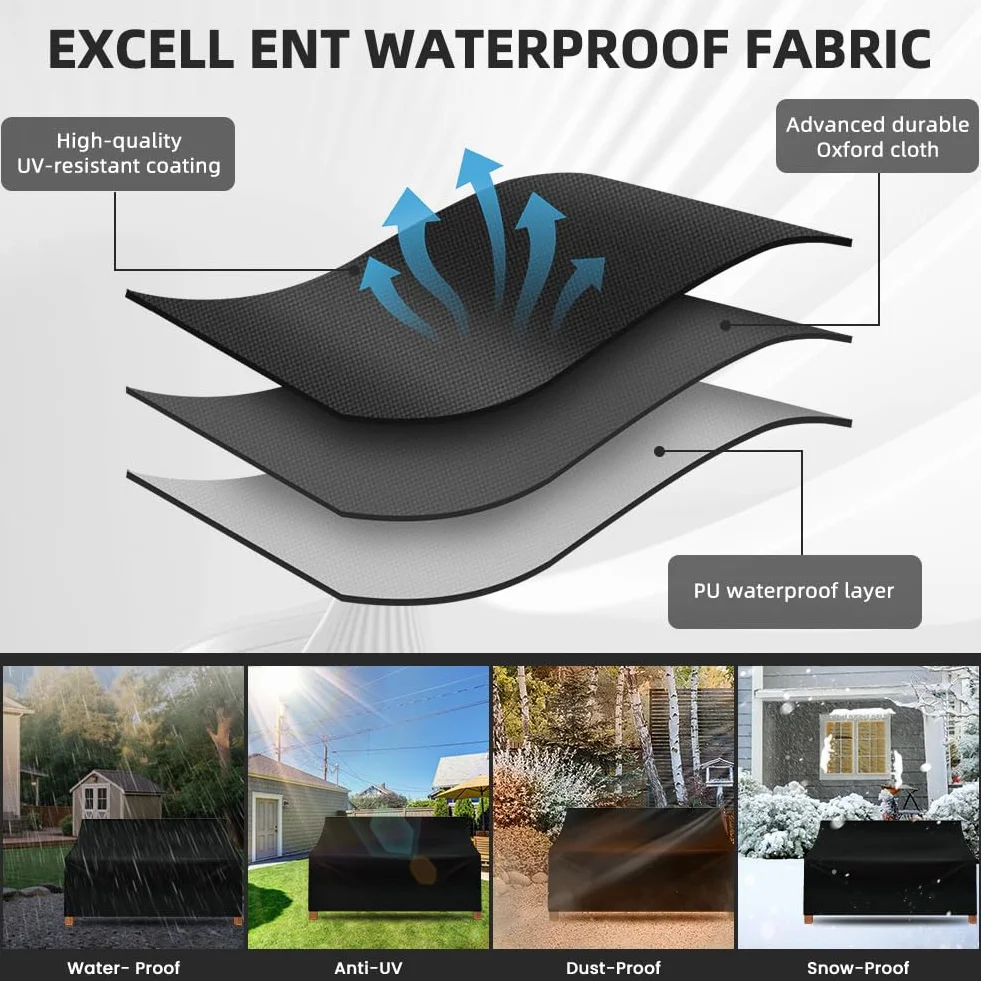 Housse de Banc Jardin 2 Places Vicloon Tissu Oxford Imperméable Anti-UV Protection Extérieur