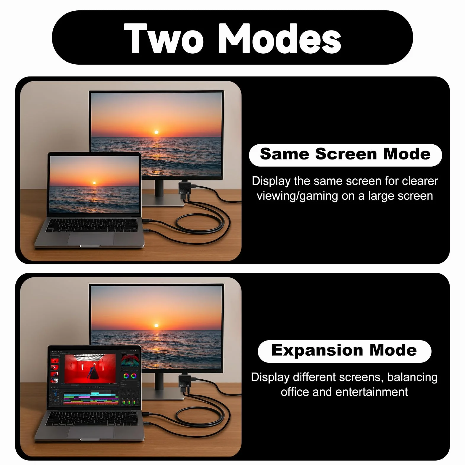 Adaptateur VGA vers HDMI 1080P Convertisseur Mâle vers Femelle 60Hz avec Câble 3,5 mm et Alimentation pour PC vers TV