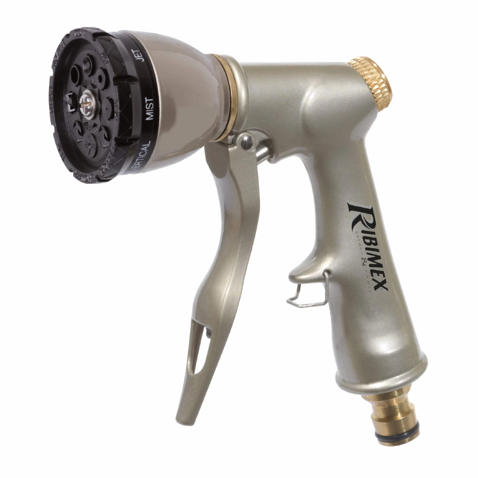 Ribiland Pistolet d'Arrosage Multifonction en Laiton 8 Types de Jets Beige